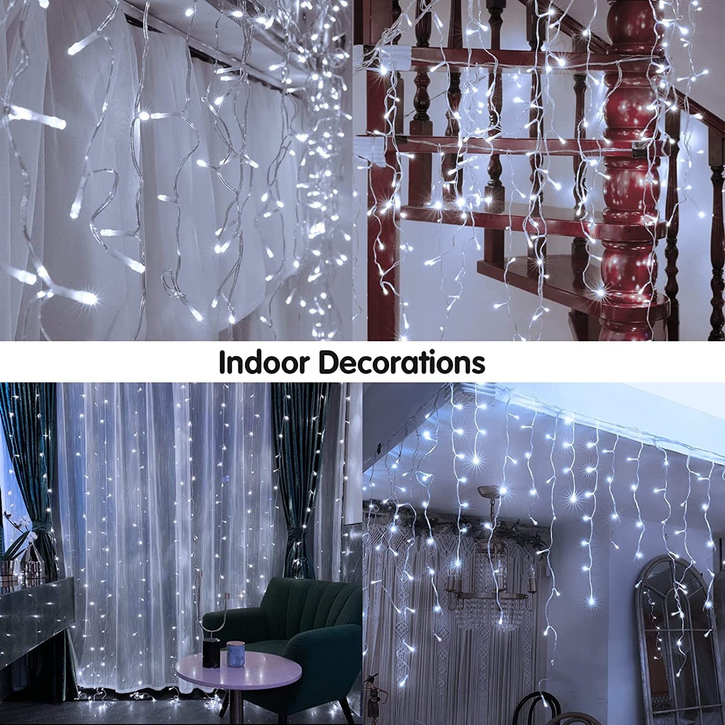 Led Christmas Lights Outdoor Christmas Decorations Hanging Light 400LED 8 Modes 75 Drops, Waterproof Outdoor Indoor Fairy Christmas Lights for Party, Holiday, Wedding, Eaves Decorations (CoolWhite)