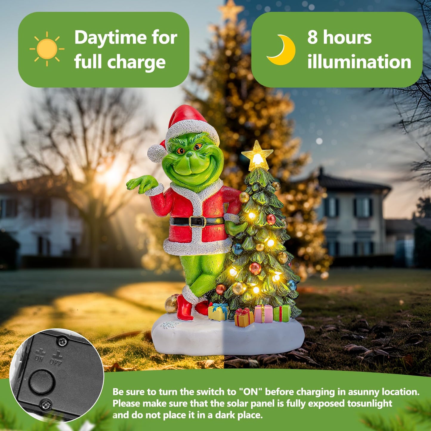 YDKOJGW Solar Garden Outdoor Statues with Succulent and 7 LED Lights - Lawn Decor Tortoise Statue for Patio, Balcony, Yard Ornament - Unique Housewarming Gifts (Green G)