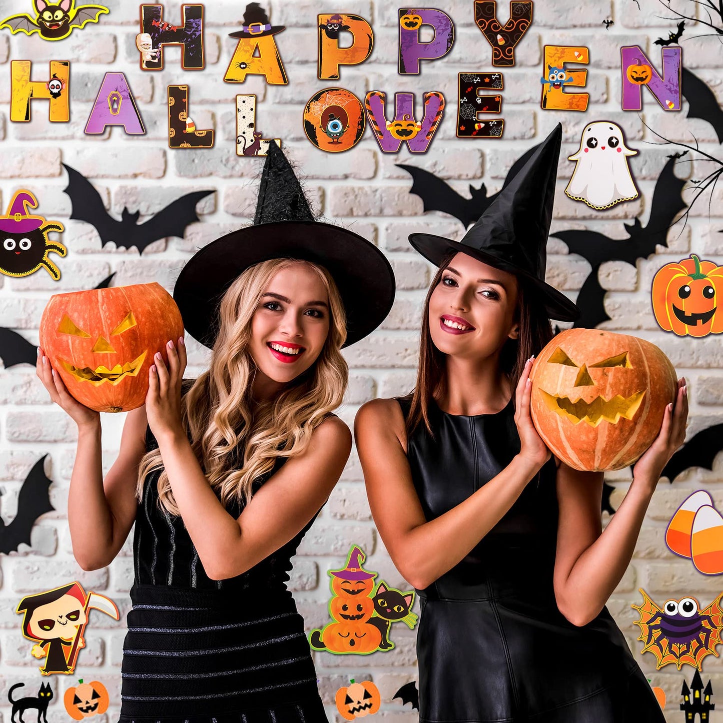 Marspark 68 Pieces Halloween Cutouts Halloween Classroom Bulletin Border Decoration Pumpkin Spider Cutouts Bat Cutouts Ghosts Cutouts