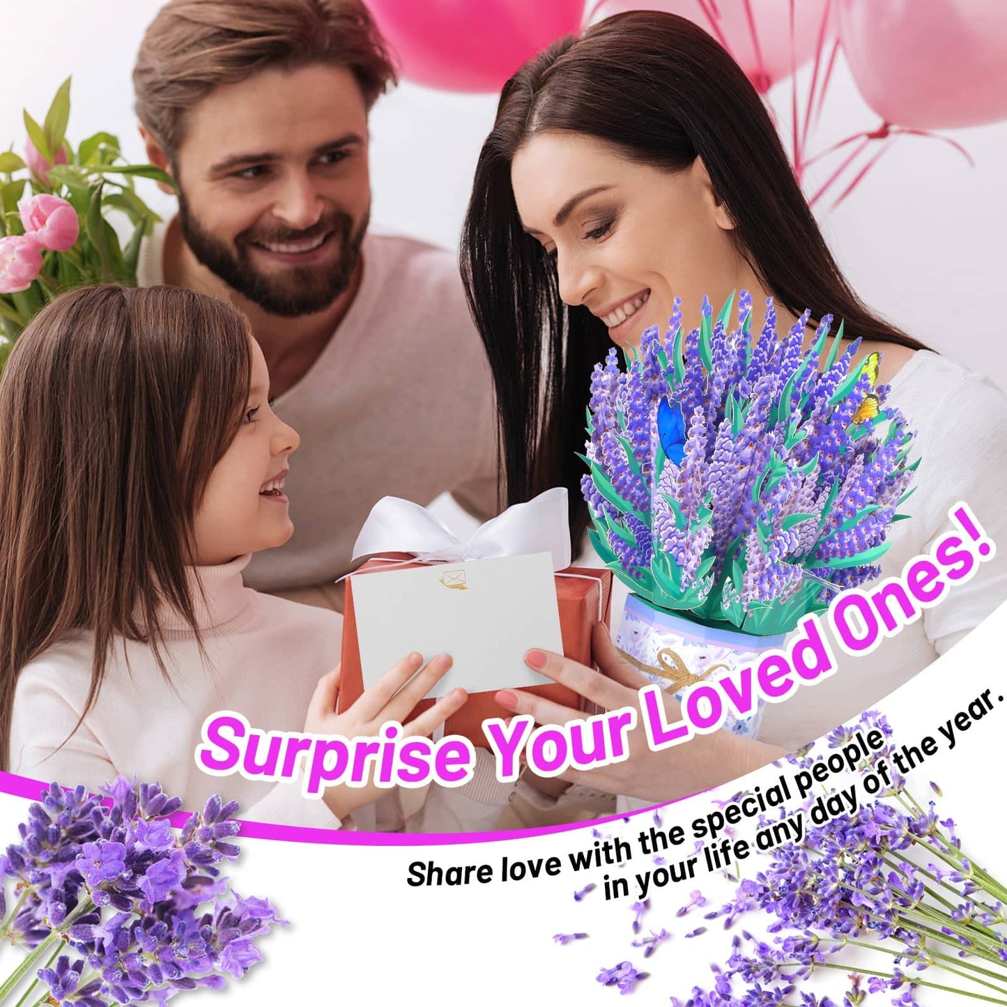 Pop Up Flowers Bouquet Cards Get Well Cards 3D Flower Birthday Cards with Note Card and Envelope for All Occasion Mother's Day Thinking of you Thanksgiving Christmas Gift
