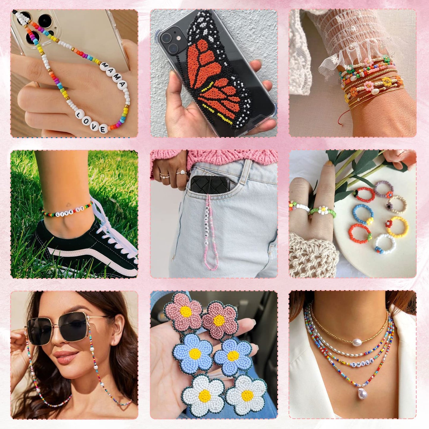 UOONY 16800pcs 48 Color Glass Seed Beads for Jewelry Making, 3mm Small Beads for DIY Projects