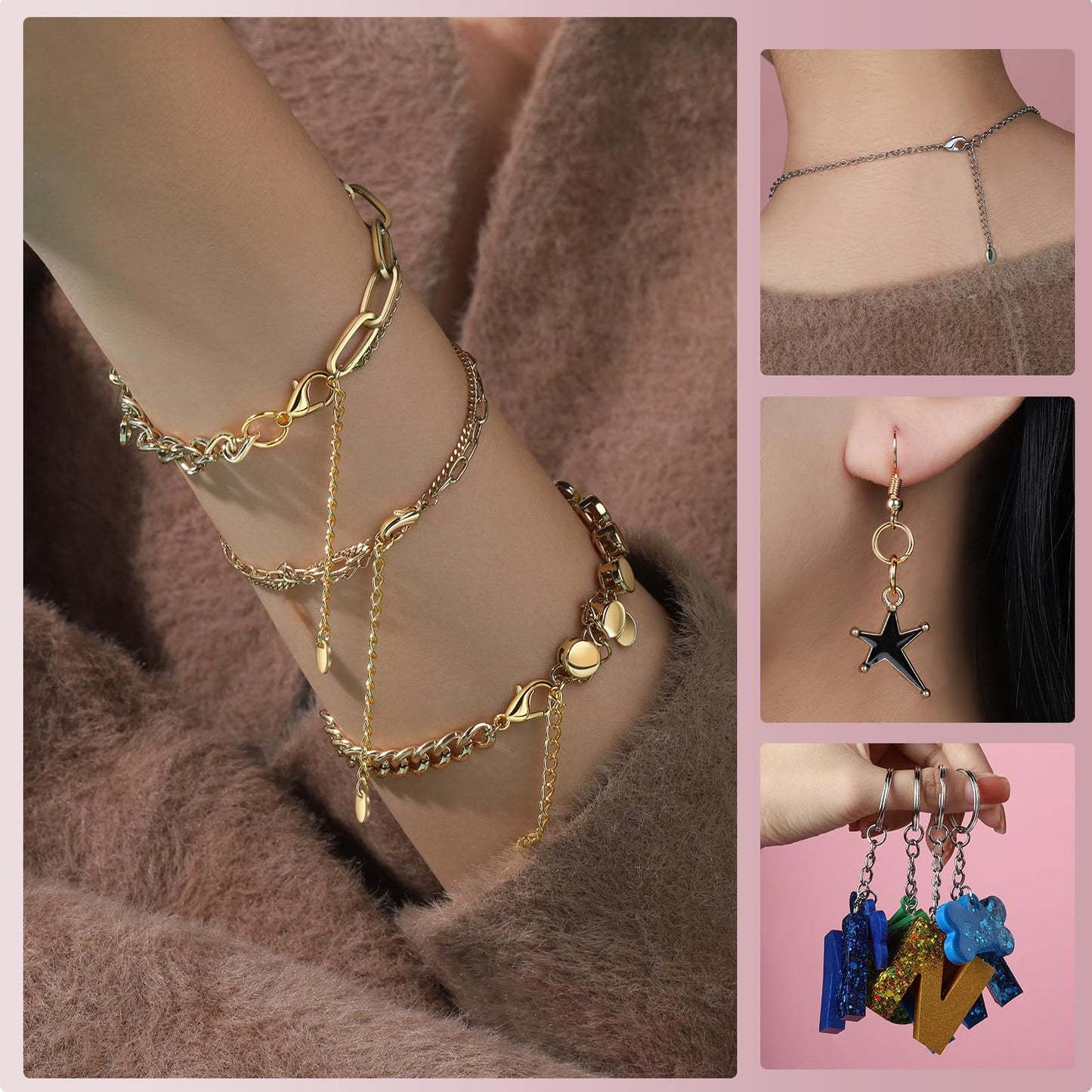 Jump Rings, 968pcs Jewelry Making Supplies, Jump Rings for Jewelry Making, Gold Silver Jump Rings for Charm, Lobster Claw Clasps for Necklace Bracelet Jewelry, Key Chain Rings for Keychain