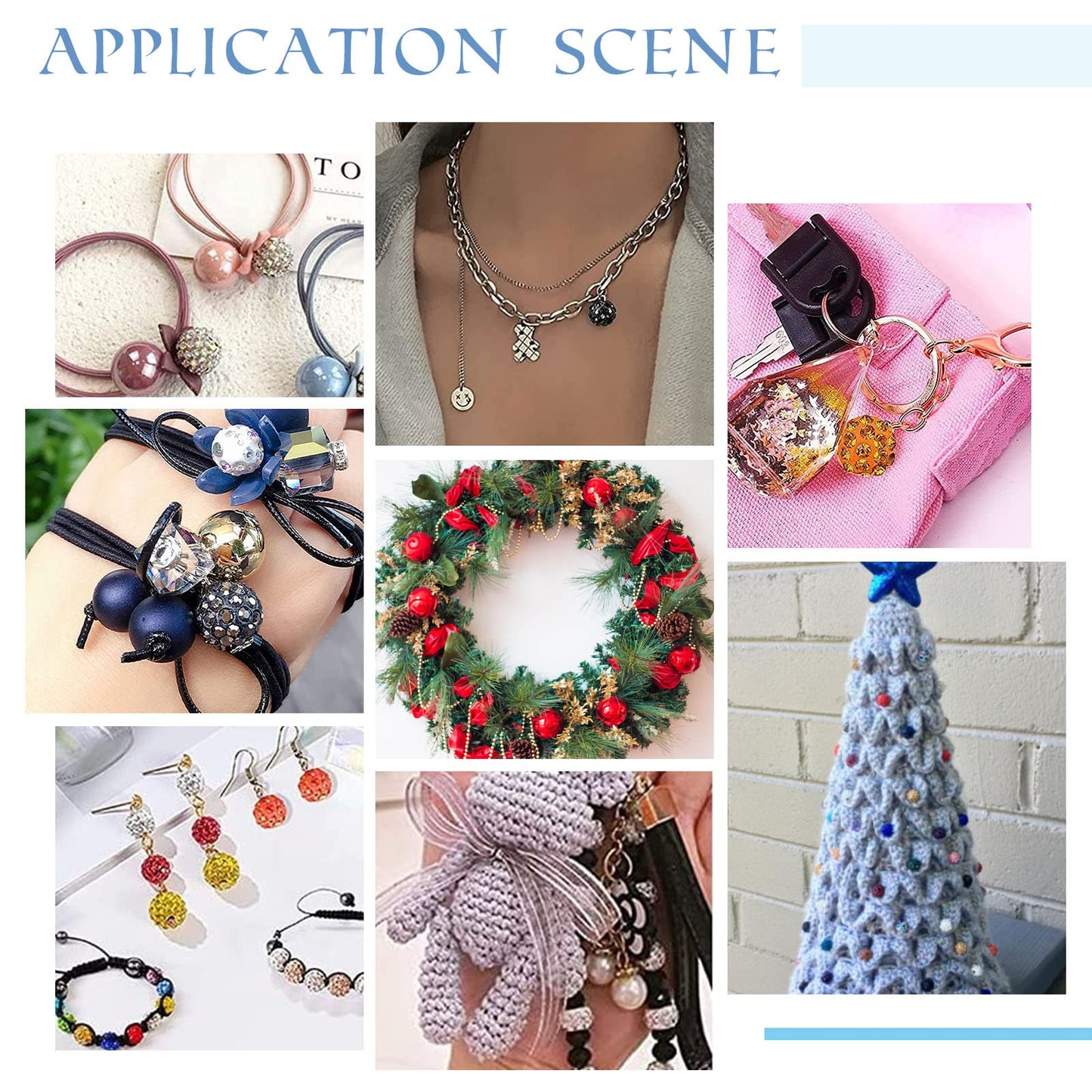 PH PandaHall 10mm Crystal Beads Rhinestones Beads 100pcs Pave Disco Ball Beads Mixed Color Polymer Clay Diamond Round Beads for Summer Bling Pen Bracelet Necklace Earring Jewelry Making Christmas