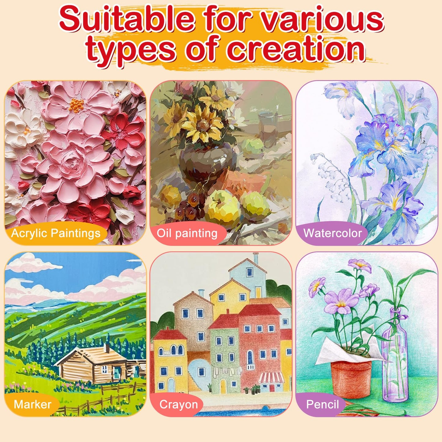 Canvas Boards for Painting, 16 Pack Canvases for Painting 5x5 100% Cotton Small Paint Canvas Primed Acid Free Mini Blank Canvas Panels for Oil Paint,Watercolor,Acrylic Paint,Gouache&Tempera.