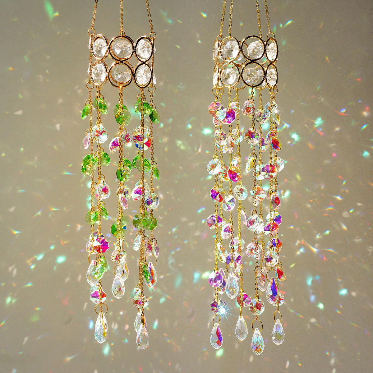2 Pack Crystal Suncatchers for Window Hanging Rainbow Makers,17inch
