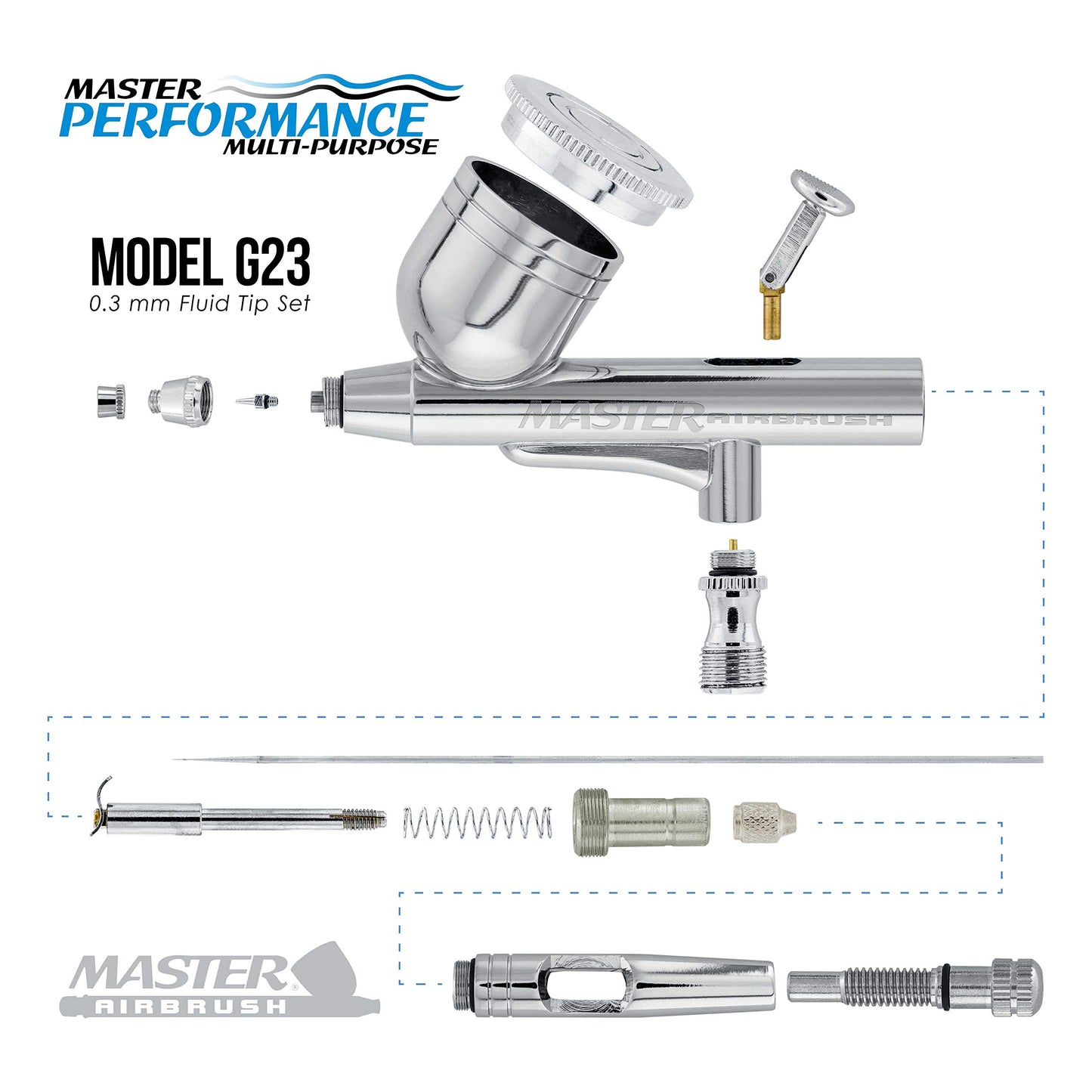 Master Airbrush Cake Airbrush Decorating Kit with Dual-Action Air brush with 1/3oz. Cup and 0.3mm Tip, Mini Compressor, Hose, Storage Case and How-To-Airbrush ARC Link Card