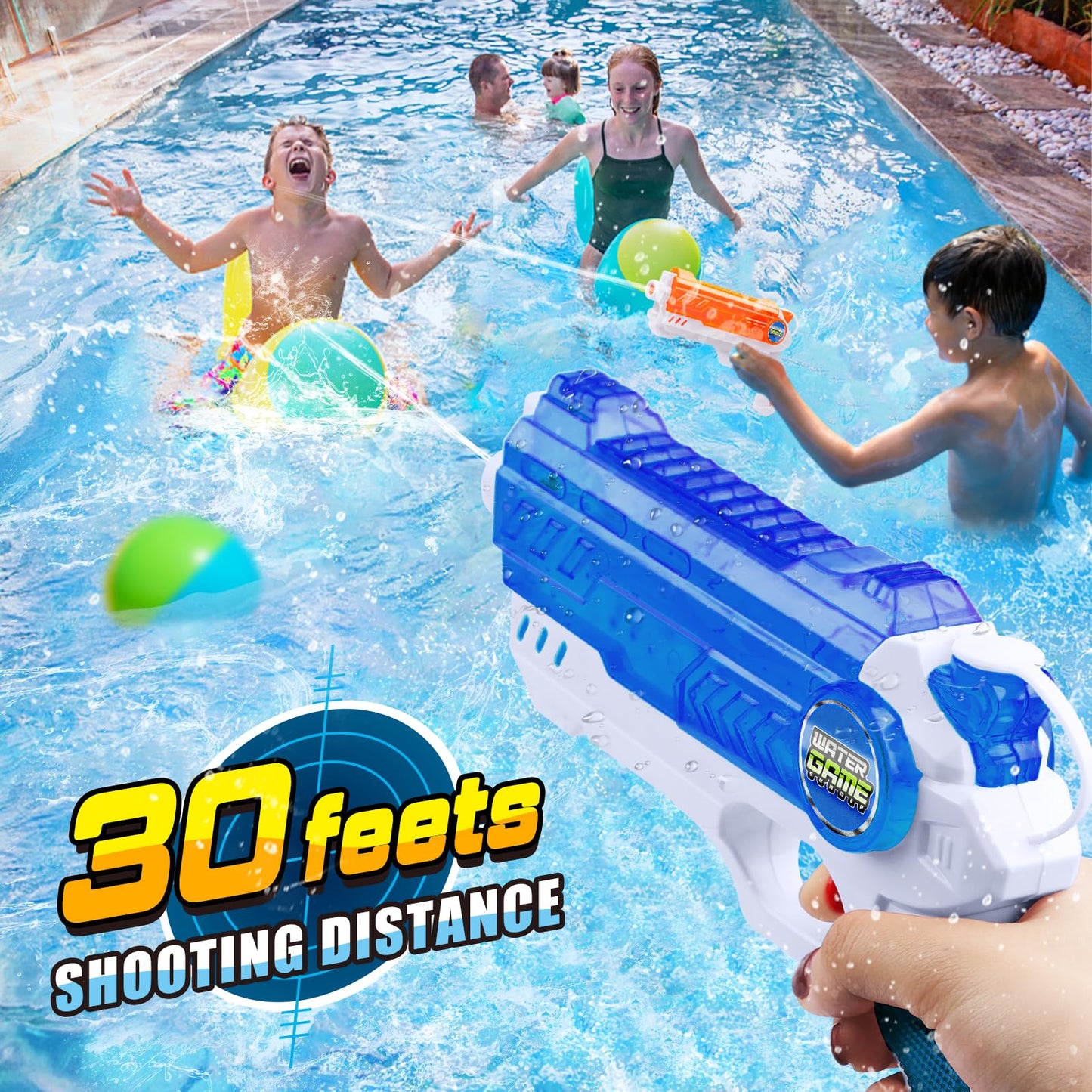 Quanquer 2 Pack Water Guns for Kids - 300cc Squirt Water Pistol Blaster Gun with Trigger for Boys Girls Toddlers, Summer Party Favors for Outdoor Swimming Pool Beach Water Fighting