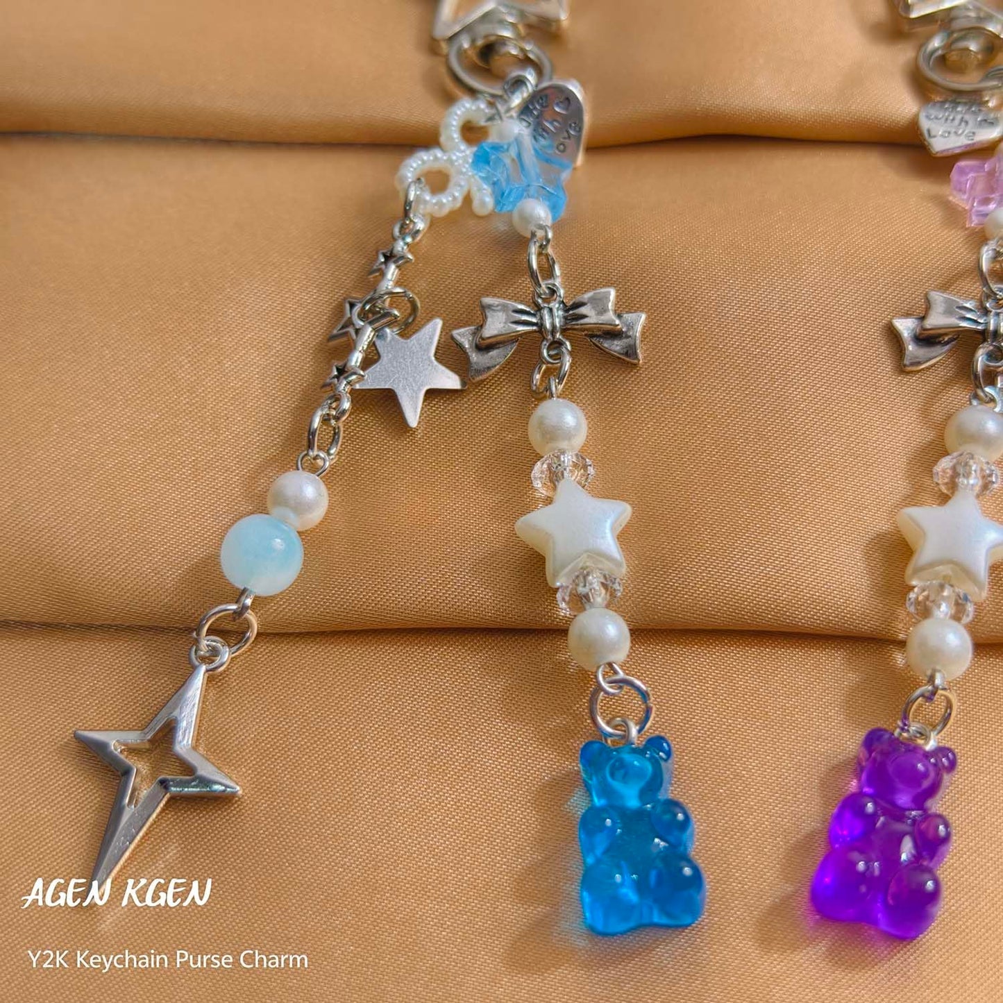 AGEN KGEN Novelty keychains Aesthetic Y2K Keychain Charms Stylish Keychains Accessories for Women Bag Purse Gifts (2x Star Pendant)