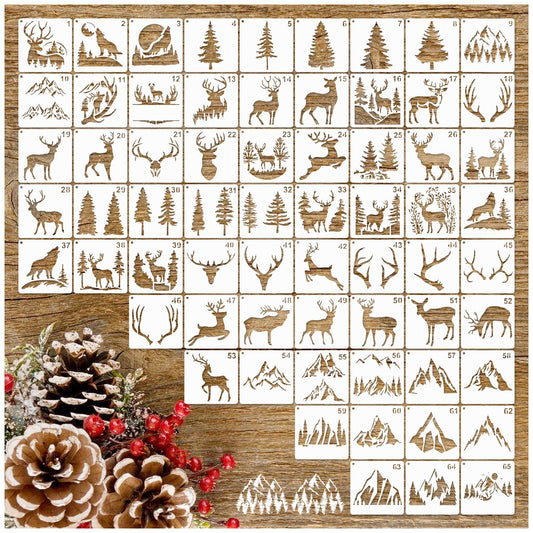 Small Stencils for Painting on Wood Reusable, 3 Inch Reusable Stencil for Craft Ornament Paint Template Stencils for Wall Card Rock Wood Signs Coasters Canvas Home Decor (Animal Deer)