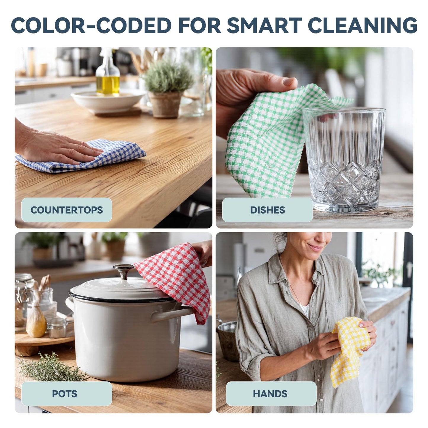 12 Packs Kitchen Dishcloths 12x12 Inches 100% Cotton Kitchen Dish Cloths for Washing Dishes Scrubbing Wash Cloths Dish Towels Sets (Mix Color)