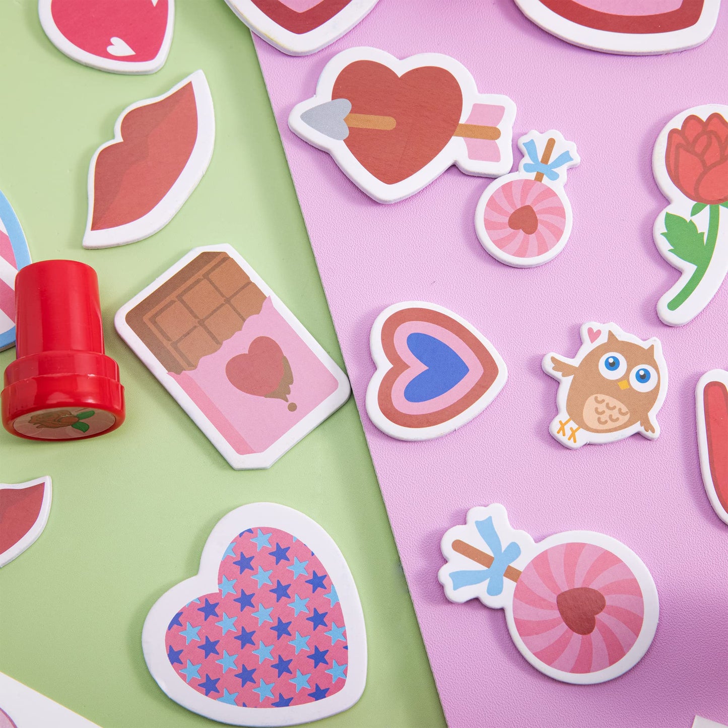 JOYIN 700+ Pcs Valentines Day Stickers, Stampers & Tattoos Party Favor Supplies Craft Set, Foam Stickers for Kid Decorations, Photo Props, School Classroom Holiday Exchange Game Prizes, Art Craft