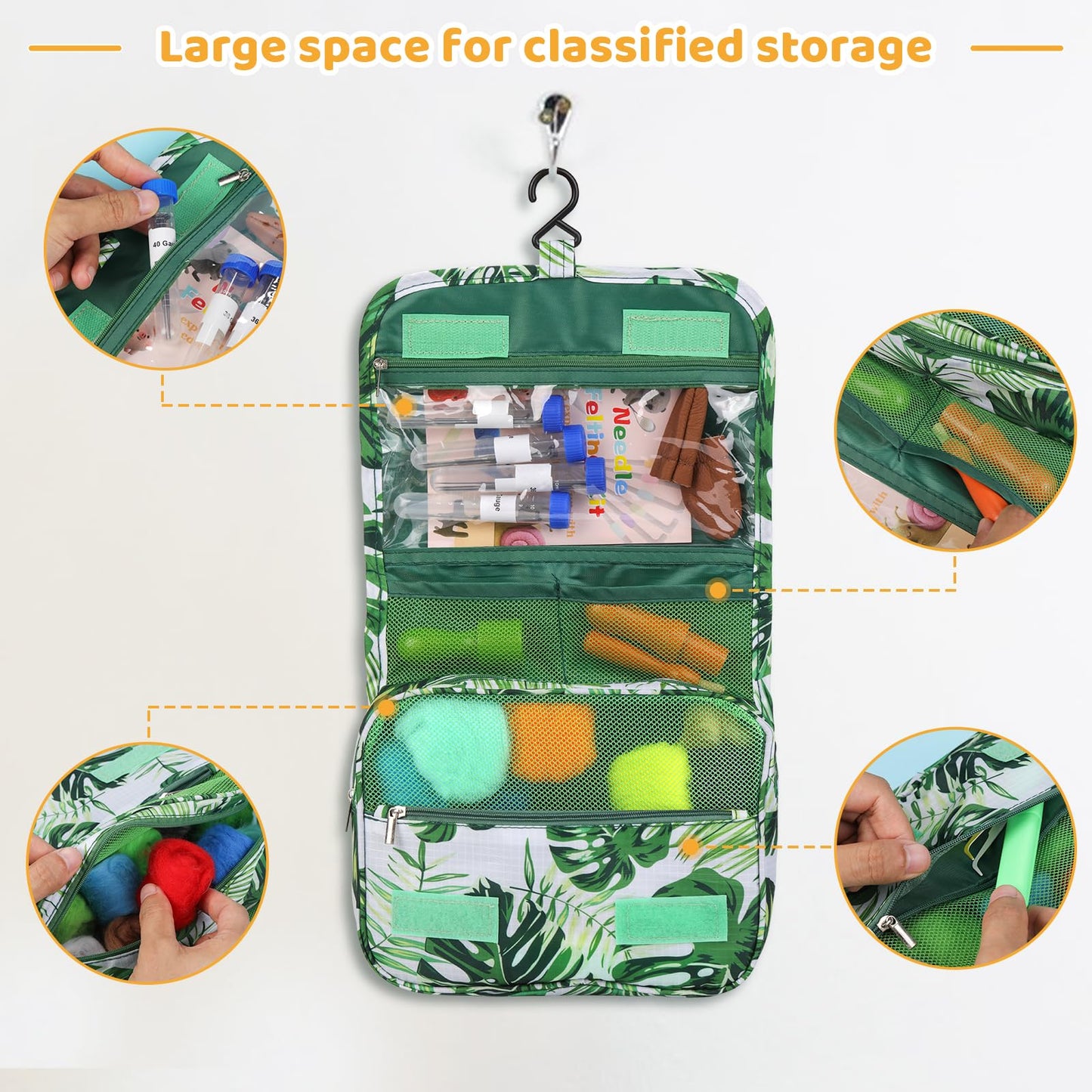 Needle Felting Kit, 42 Colors Wool Roving Starter Kit, Needle Felting Starter Kits, Needle Felting Wool with Felt Tools, Instructions, Green Storage Bag for Felted Animal