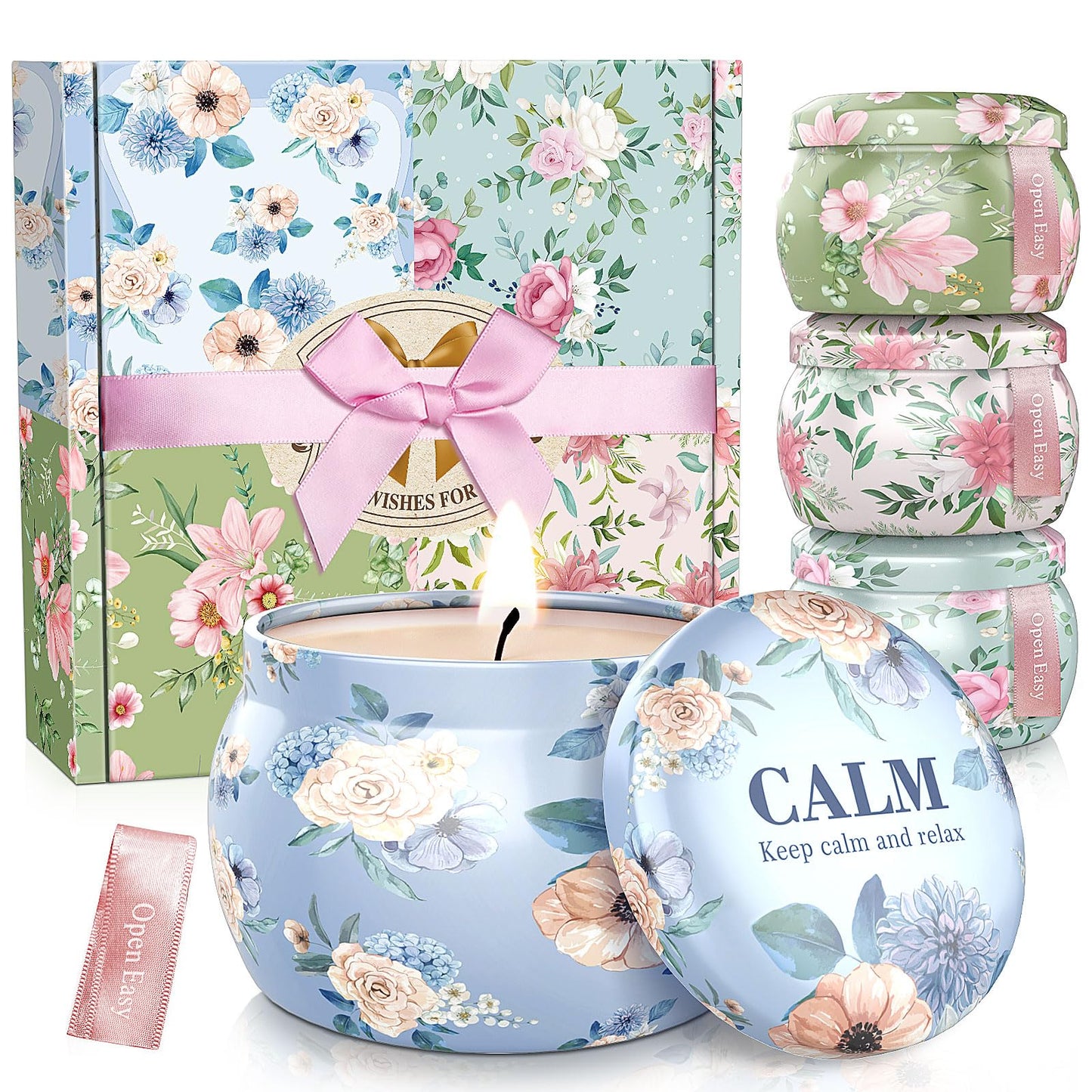 BlissfulOasis Scented Candles Set, 17.6 oz 4 Pack Home Scented Candles, 100-120 Hours Candle Present for Men and Women, Scented Candles for Birthday, Mother’s Day Presents