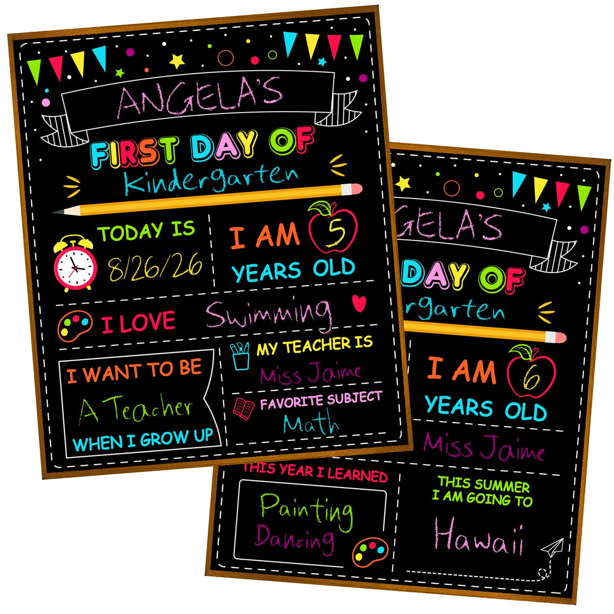 Double-Sided First Day of School Board, 12 × 10 Inches Back to School Sign