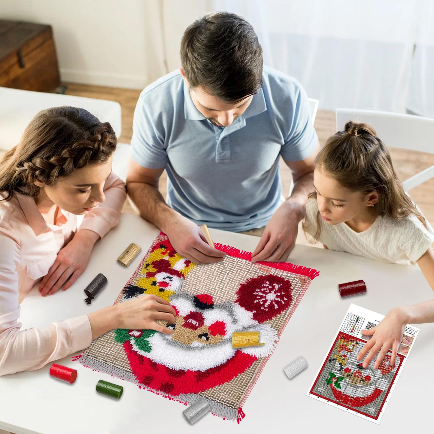 Blue Butterfly Latch Hook Kits for Adults, Beginners Insect Latch Hook Rug Starter Kit Pre-Printed Carpet Making Set DIY Handmade Wall Hanging Craft for Home Decoration 20x15 inch