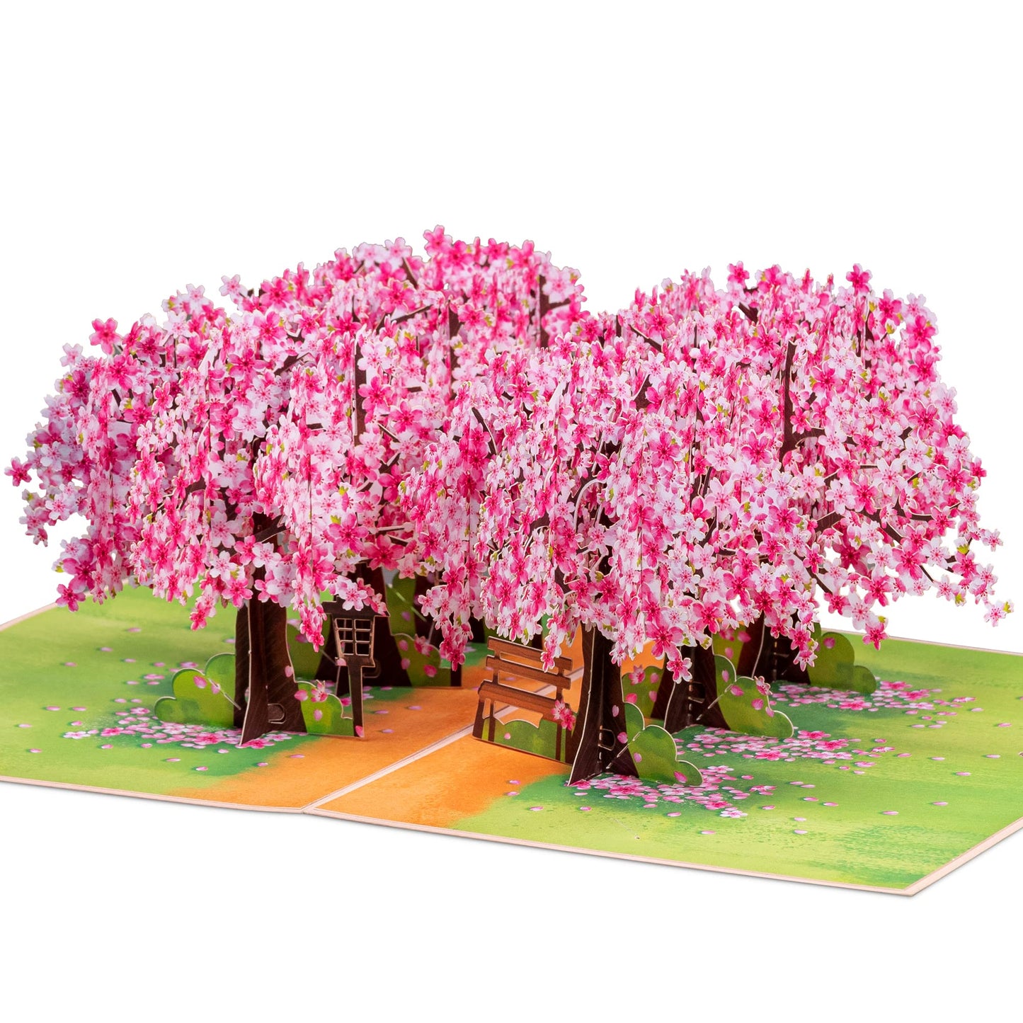 Paper Love Mothers Day Pop Up Card, 3D Cherry Blossom Park, Gift for Mothers Day, Birthday, Wedding, Anniversary, Thank You, Get Well, All Occasion - 5" x 7" Cover - Includes Envelope and Note Tag