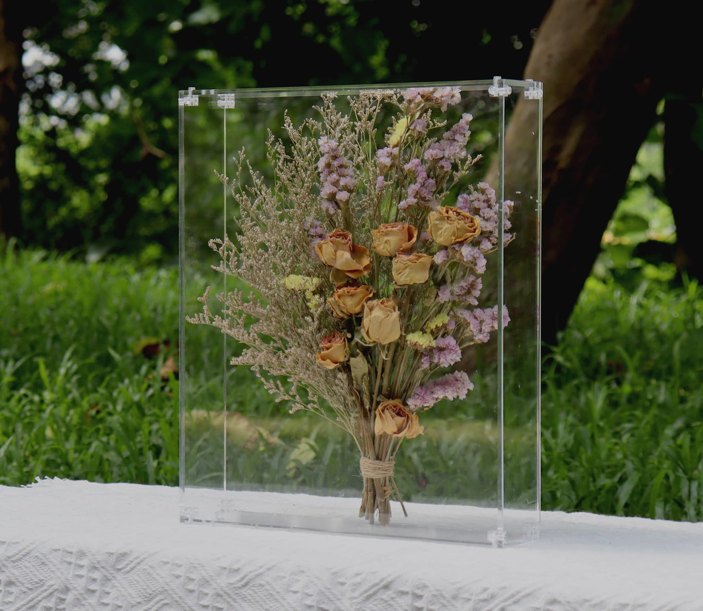 MarccTipton 13x16 Acrylic Shadow Box, Assemble Display Case, DIY Tabletop/Wall Mount Display Frame, All Clear Memory Box for Dried Flowers/Kids Room/Birthday/Wedding/Party(13x16x3”, Assemble Frame)