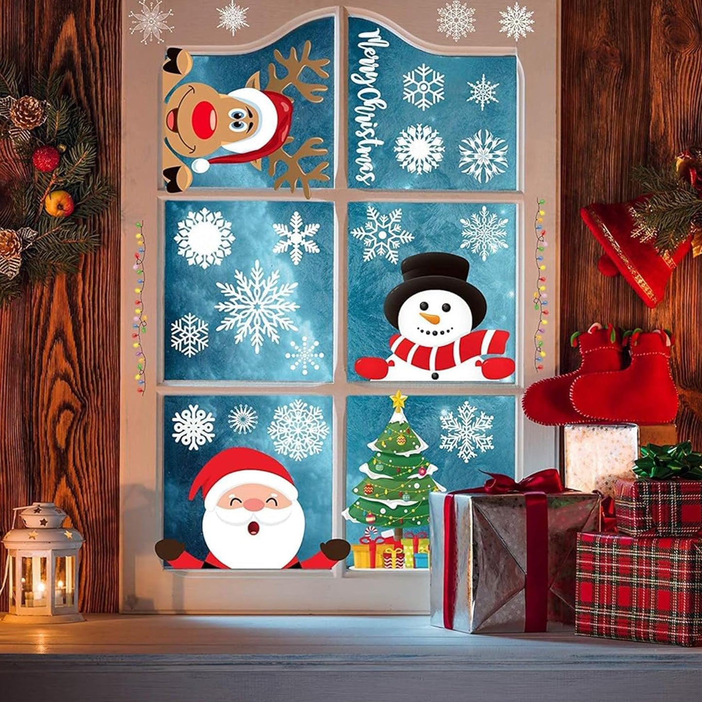 Christmas Window Clings, Christmas Window Stickers Decorations Xmas Snowflake Window Clings Decals Decor Xmas Decorations Indoor