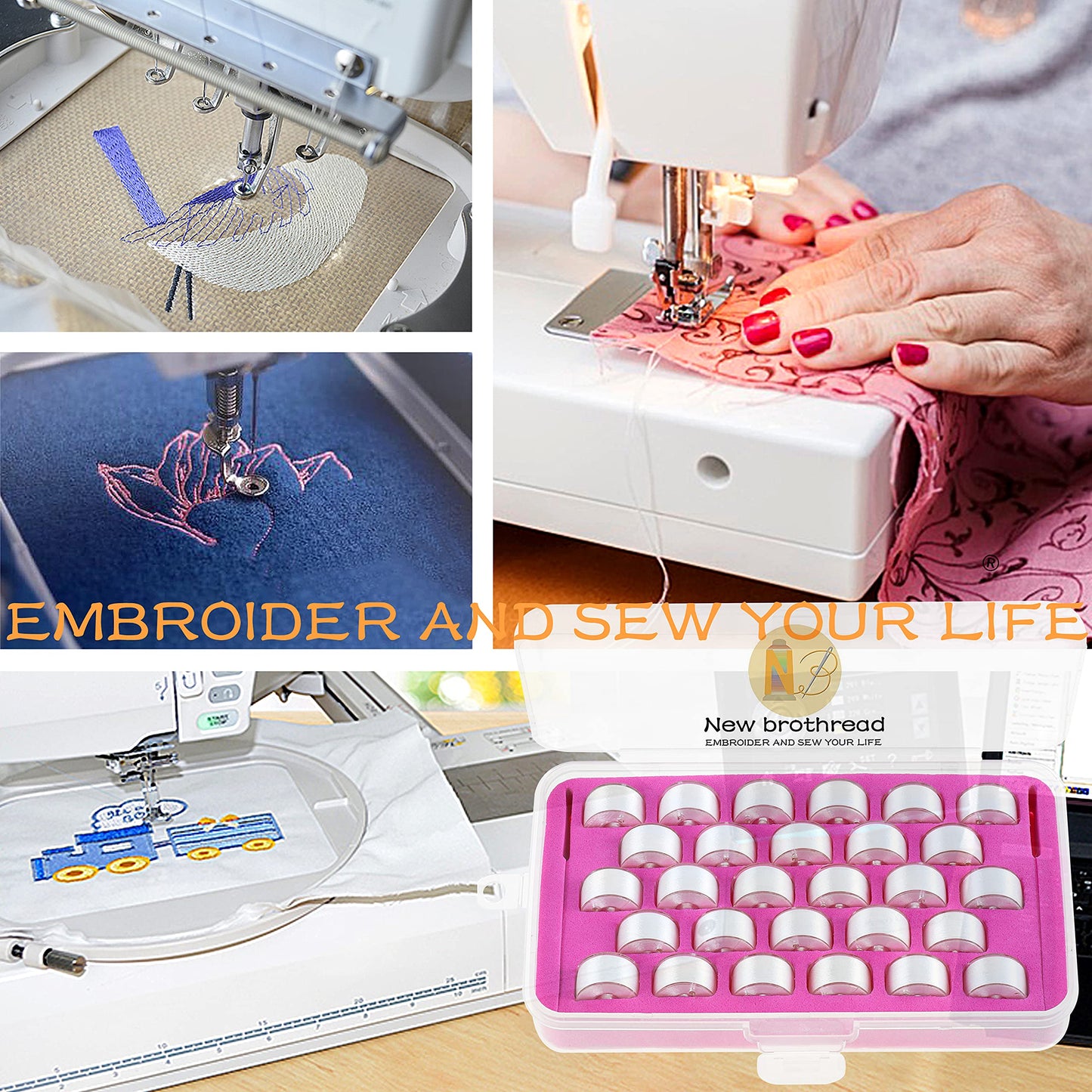 New brothread 28pcs White 70D/2 (60WT) Prewound Bobbin Thread Plastic Size A SA156 for Embroidery and Sewing Machines DIY Embroidery Thread Sewing Thread