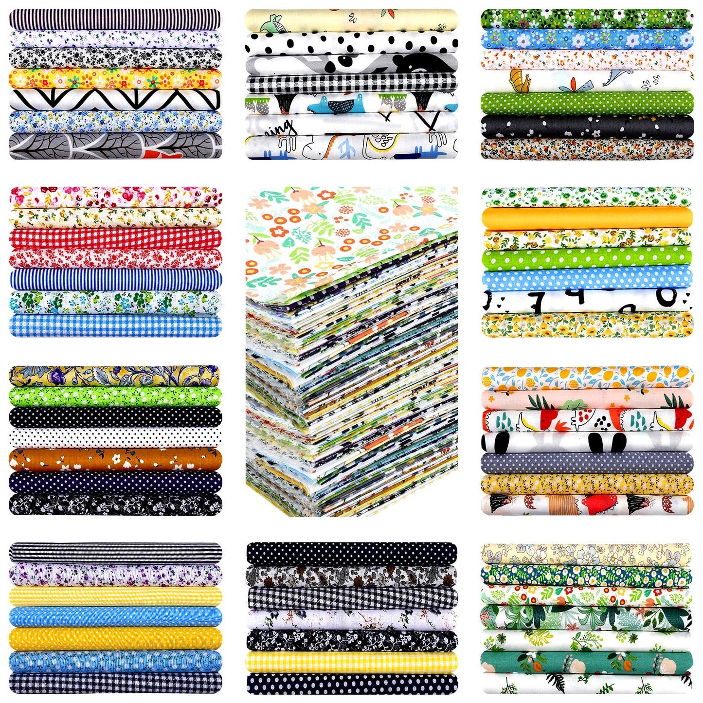 70 Pcs 10 x 10 Inch Cotton Fabric Squares Multicolor Quilting Fabric Bundles Precut Printed Patchwork Materials for Holiday DIY Crafts Cloths Handmade(Fresh Style)