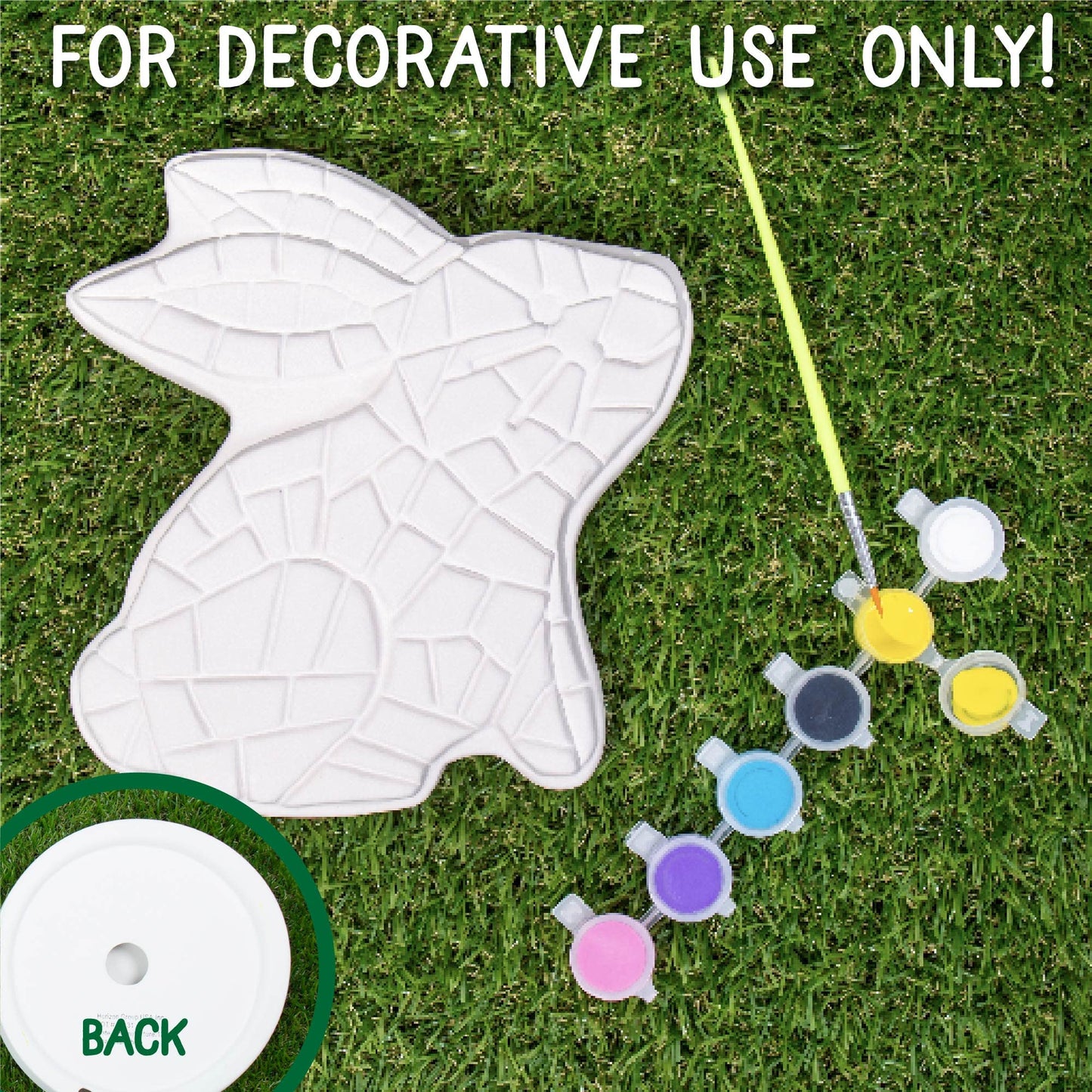 Paint Your Own Bunny Garden Stone, Craft Kits, Stepping Stones Kit for Kids, Ceramics to Paint, Ages 6+