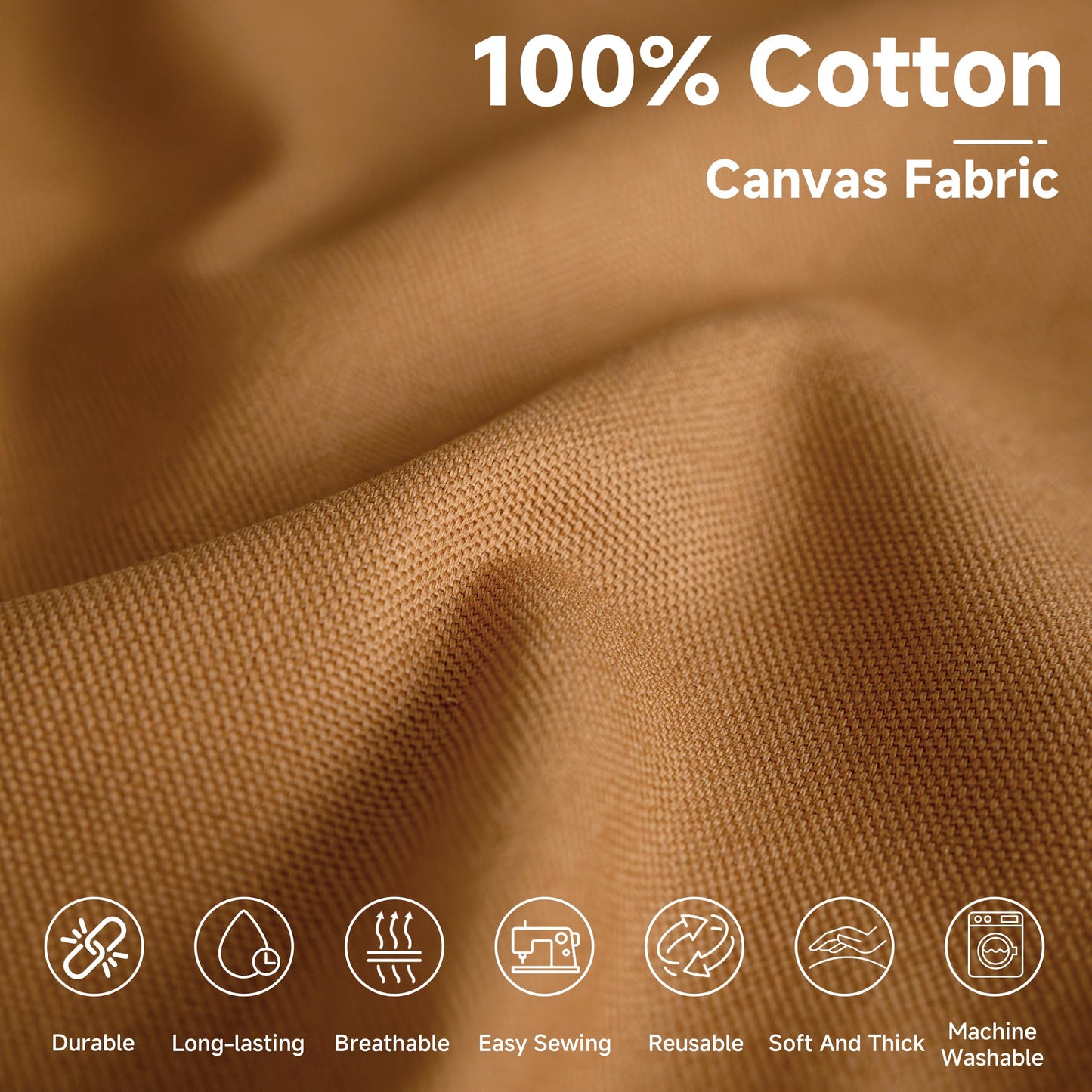 100% Cotton Canvas Fabric 10oz. 59 Inch by The Yard, Nature Duck Fabric Textile Medium Weight for Painting, Sewing, Crafts, Embroidery, Bag, Handmade Home Decor(1 Yard, Khaki)