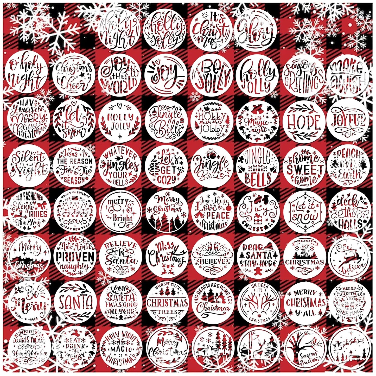 Small Stencils for Painting on Wood Reusable, 3 Inch Reusable Stencil for Craft Ornament Paint Template Stencils for Wall Card Rock Wood Signs Coasters Canvas Home Decor (Christmas Words 3)