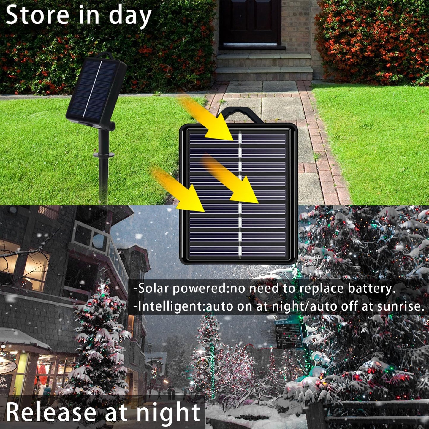 Solar Christmas String Lights Outdoor Waterproof Decorations, Red White Green Fairy Lights, 2PACK Total 400LED 144FT with 8Modes, Outside Lights for Tree, Garden, Patio, Fence, Balcony