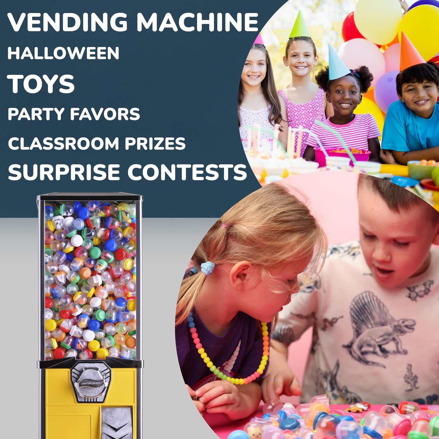 Capsule Vending Machine Translucent Round Capsules Empty 50 pcs 1.1 inch - Gumball Machine Capsules Bulk Party Favors Containers - Easter Basket Stuffers Gifts Pinata Stuffers DIY Craft Supplies