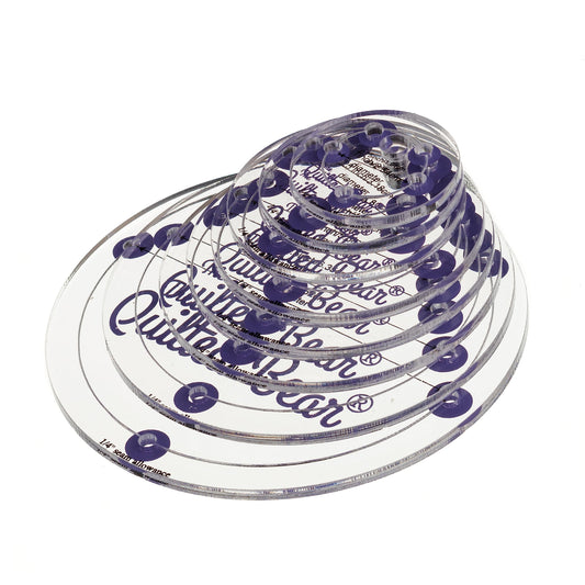 The Quilted Bear Circle Quilting Templates – 8 Clear Non-Slip Acrylic Quilt Templates for Precise Fabric Cutting & Stress-Free Machine Quilting - Ideal for Quilt & Sewing Supplies (¾–3")