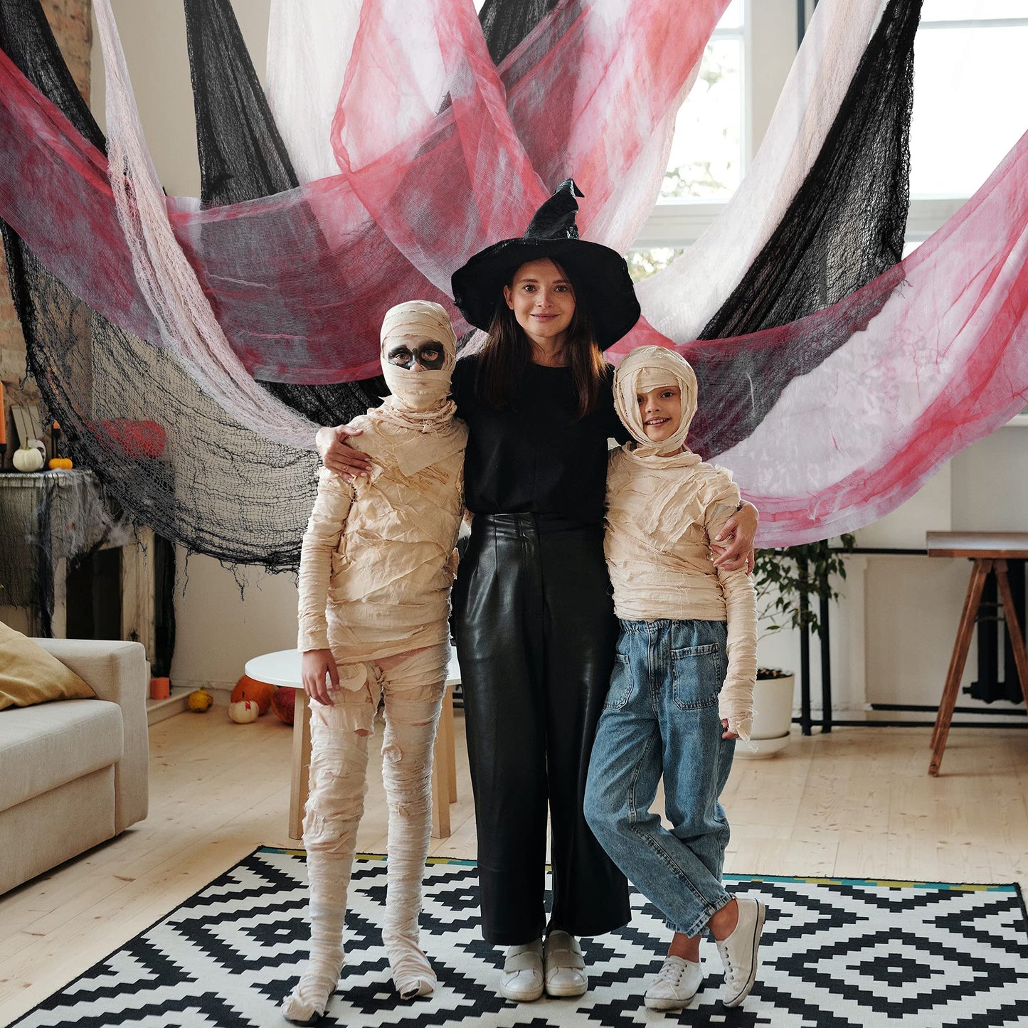 Watayo 9 Pcs Halloween Creepy Cloth, Scary Spooky Fabric Cloth, Halloween Stretch Spider Web Weave Creepy Gauze for Party Haunted House Decor