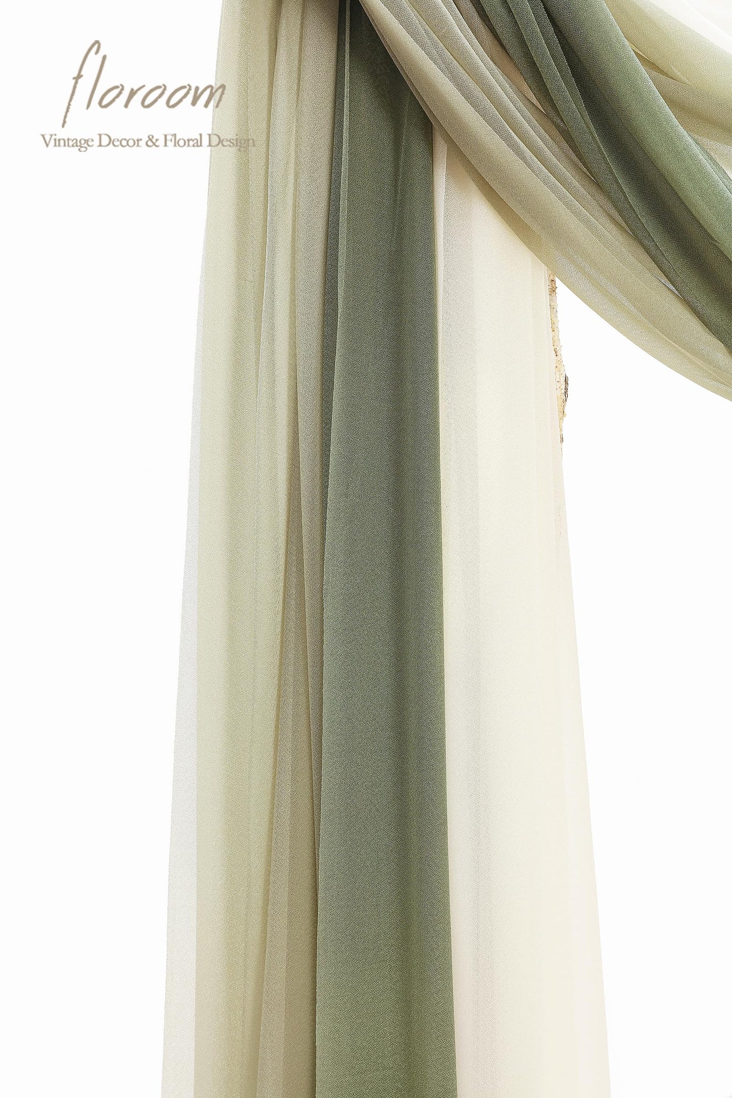 Wedding Arch Draping Fabric 3 Panels 20Ft Chiffon Fabric Drapes Arbor Drapery Wedding Ceremony Reception Swag Decorations (Forest Green +Sage Green +Ivory)