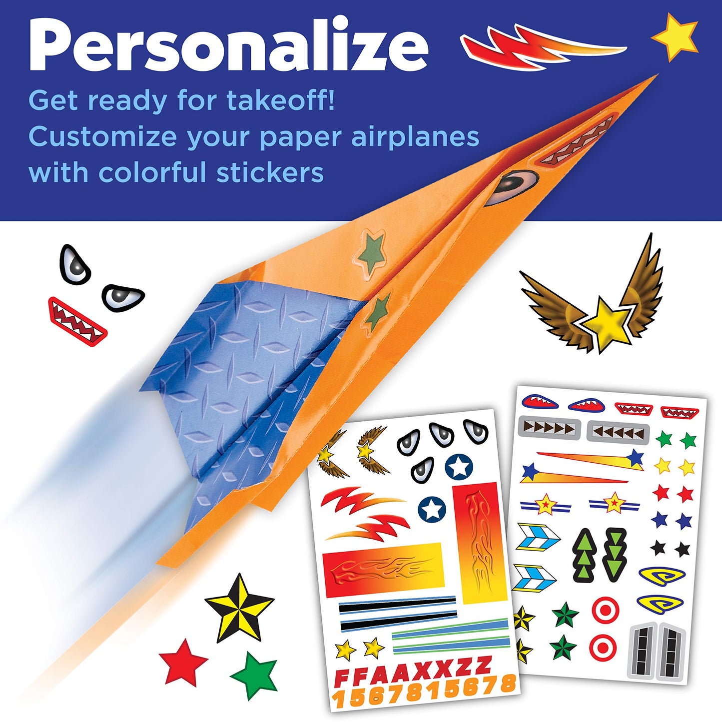Creativity for Kids Paper Airplane Squadron - Create 20 Paper Airplanes, Crafts for Boys and Girls, Stocking Stuffers and Gift for Boys, Kids Activities for Ages 6-8+