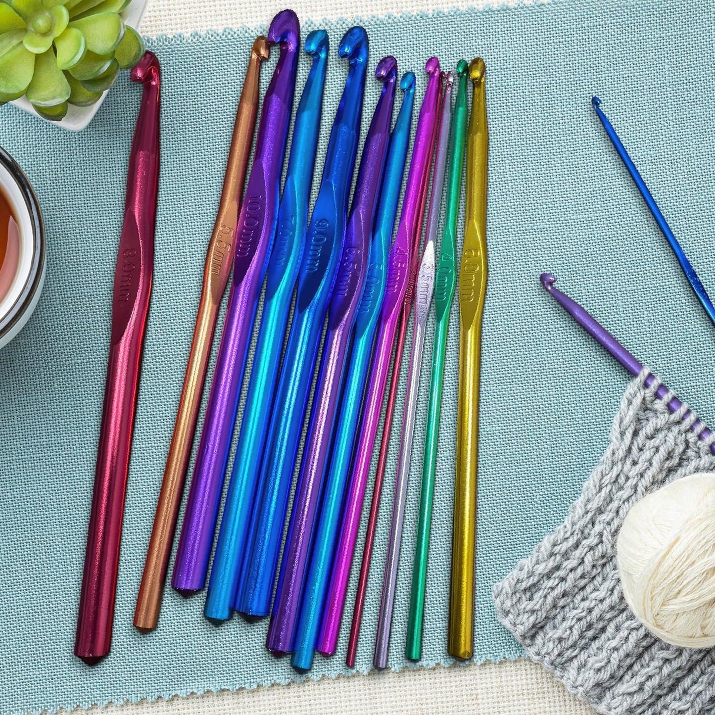 Crochet Hook Knitting Needle Set - 14Pcs Crochet Needles for Crocheting Yarn Clover Crochet Hooks Crochet Accessories (2-10mm) - Adults Craft Supplies and Tools Clover Crochet Hooks