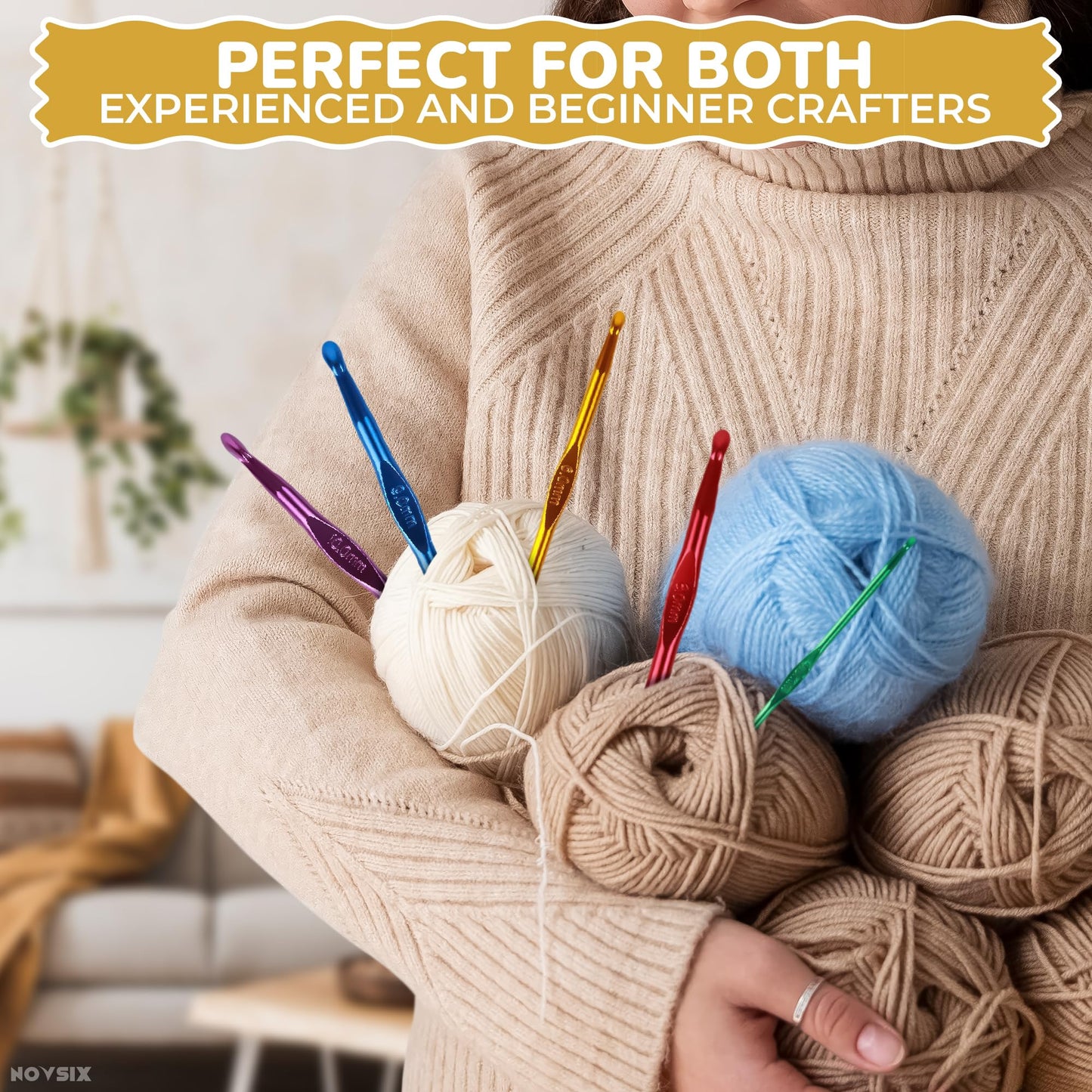 Crochet Hook Knitting Needle Set - 14Pcs Crochet Needles for Crocheting Yarn Clover Crochet Hooks Crochet Accessories (2-10mm) - Adults Craft Supplies and Tools Clover Crochet Hooks