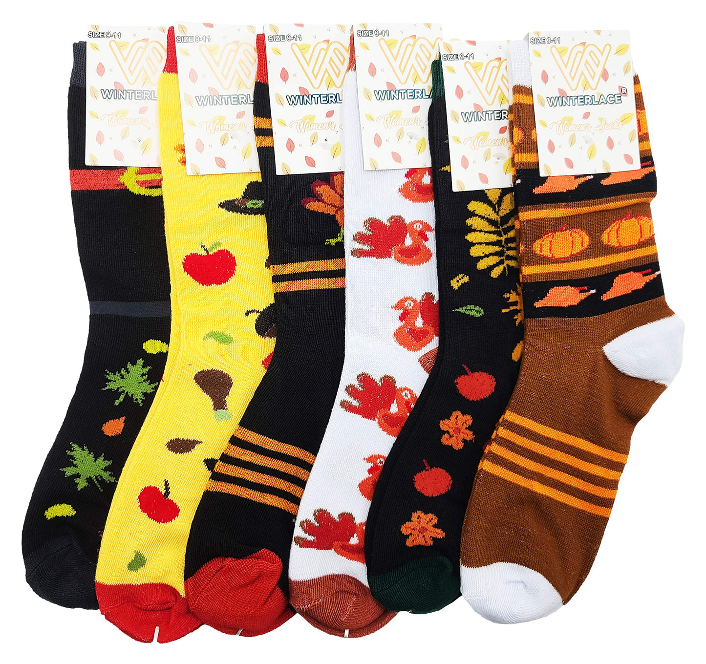 Winterlace 12 Pairs Autumn Socks Thanksgiving Fall (12 Pairs Assorted)