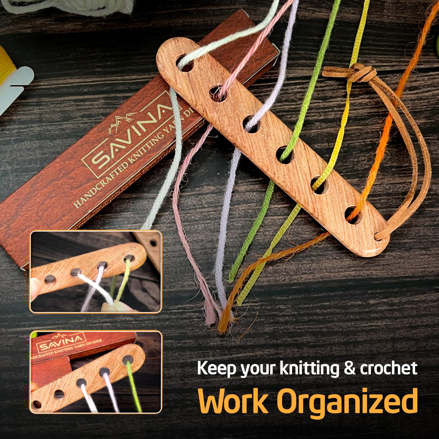 Wooden Yarn Divider - Knitting Yarn Organizer, Yarn Splitter, Crochet Yarn Tender, Knitting On The Go - Makes Knitting & Crocheting with Multiple Colors Much Easier