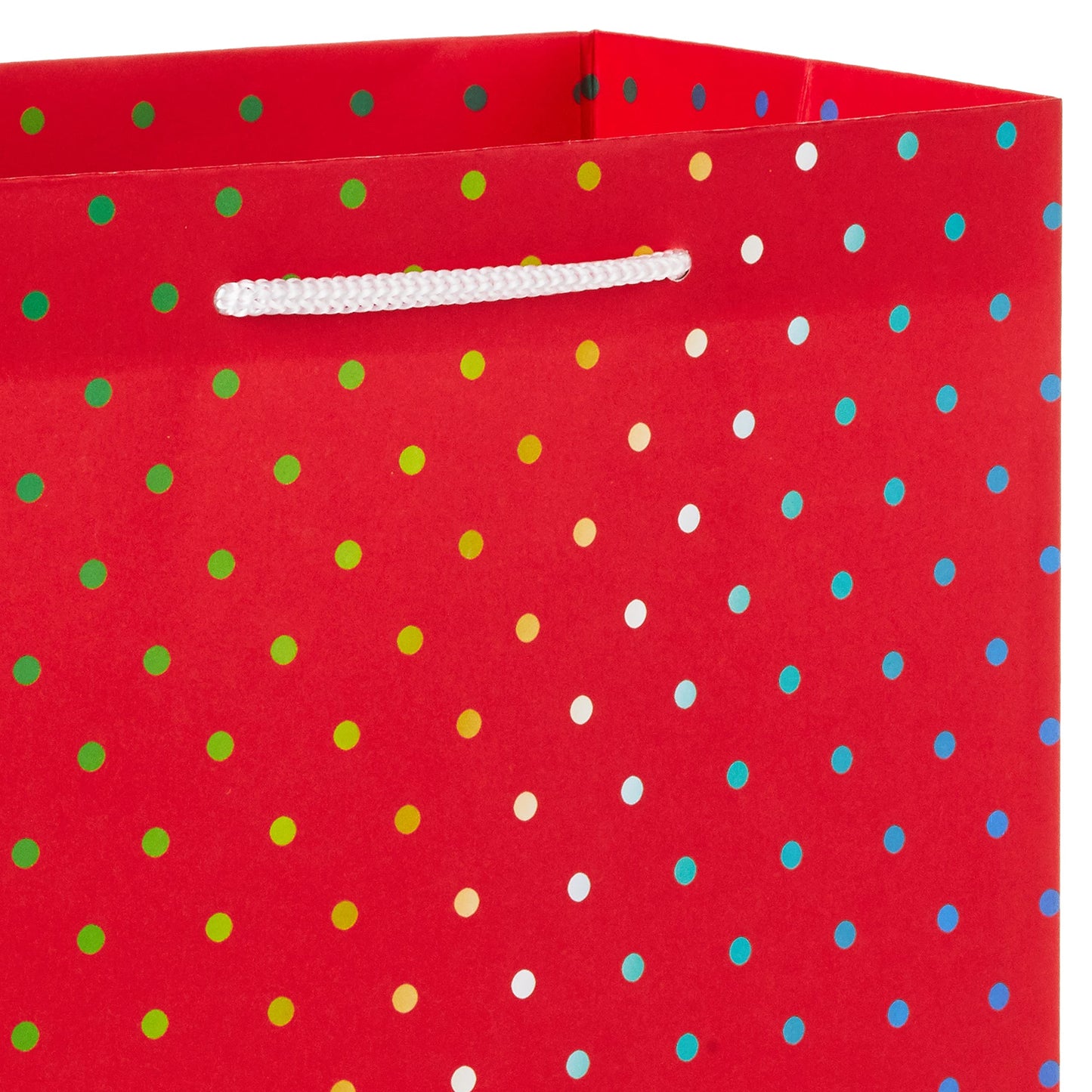 9" Christmas Gift Bags (6 Medium Bags, 3 Designs: Red Polka Dot, Colorful Trees, Navy Snowflake) for Holiday Partes, Winter Weddings, Birthdays