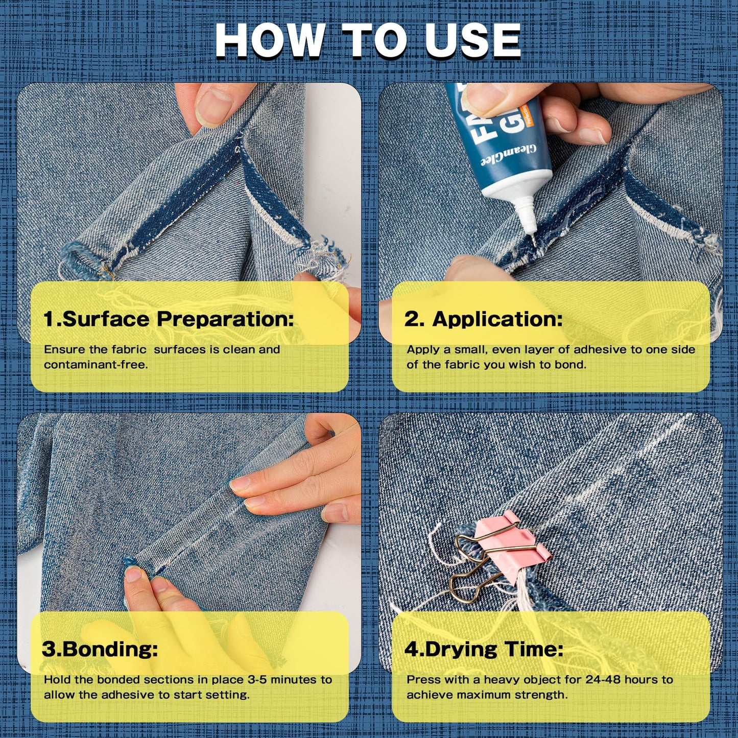 Fabric Glue Permanent, Extra Strong Fabric Adhesive, Washable Clear Clothing Glue for Clothes Repairs, Leather, Crafts, Upholstery, Material, Textile, Felt and Badges (50ml/1.76 oz)