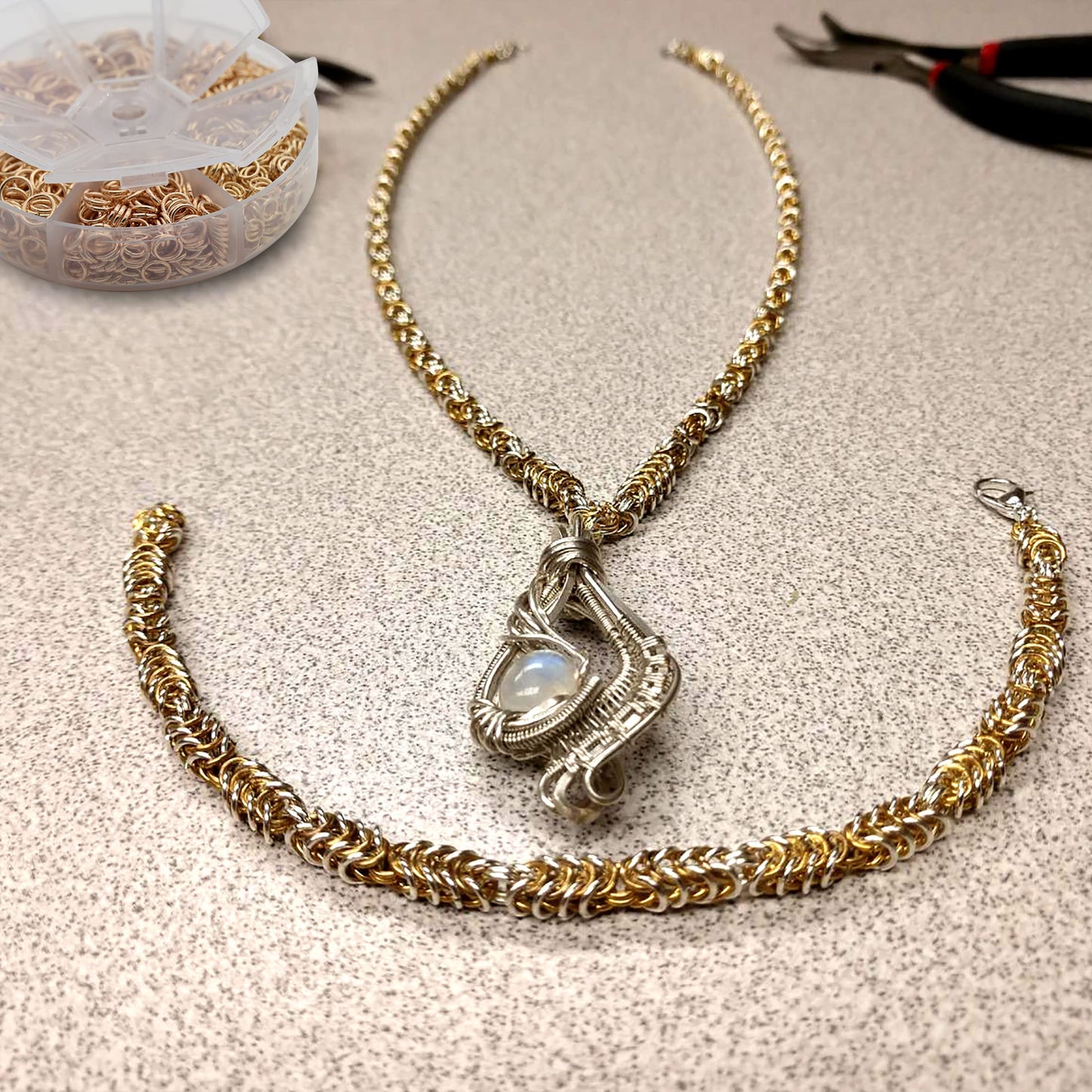 GMMA 1400 Pcs stainless steel jump rings for jewelry making 4mm 6mm 5mm 7mm 8mm 10mm necklace bracelet clasps jewelry making supplies for adults(Silver)