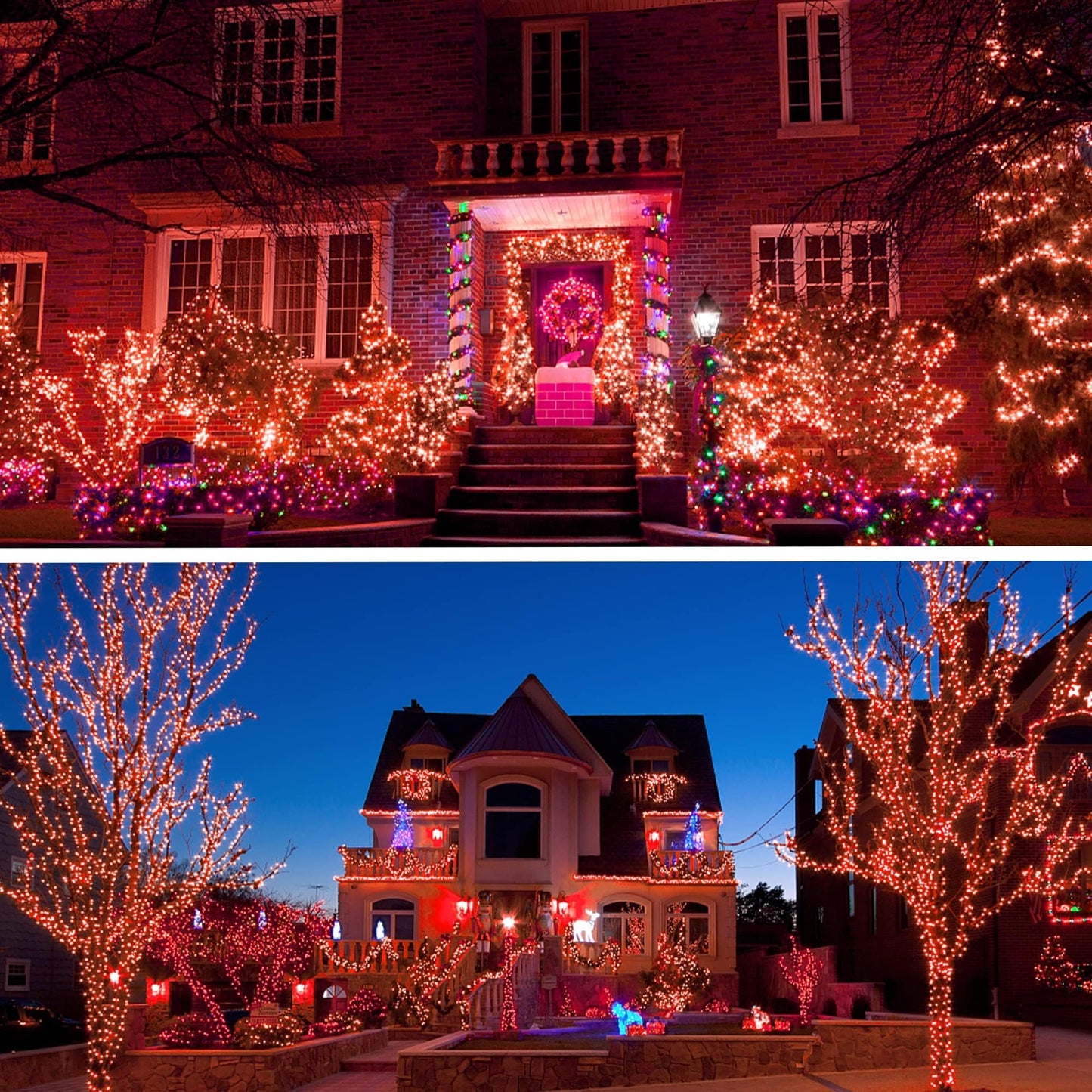 Joliyoou Orange Halloween String Lights, 50 LED Battery Operated 16 Ft Christmas Mini String Lights with 8 Lighting Modes, Indoor Outdoor Decorations Holiday Fairy String Lights with Timer