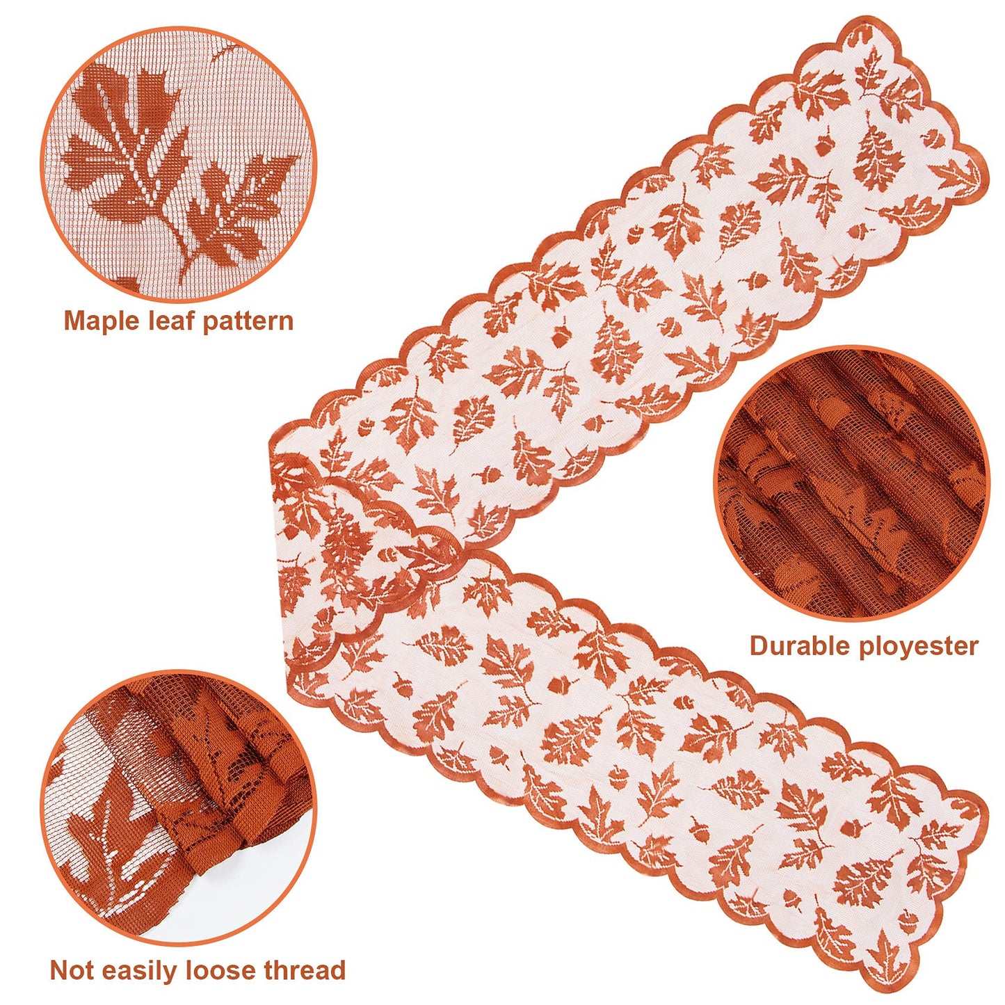 2 Pack Thanksgiving Table Runner, Fall Table Runner Decor for Home with Maple Leaves Lace Thanksgiving Runner for Table Decoration(13 x 72 inches)