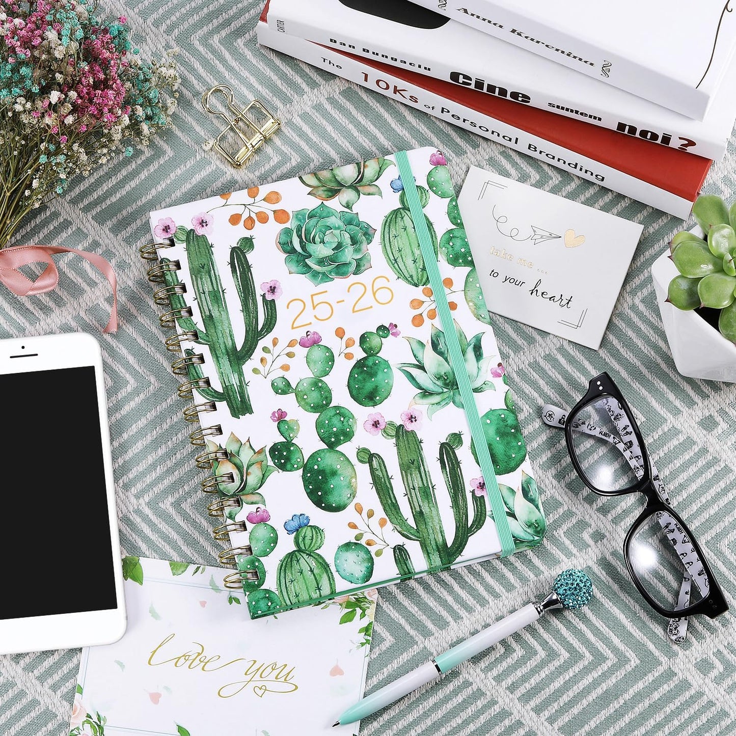 2025-2026 Planner - Planner 2025-2026, Jul 2025 - Jun 2026, 8.5" x 6.4", Planners with Hardcover, Twin - Wire Binding, Monthly Tabs, Elastic Closure, Daily Organizer