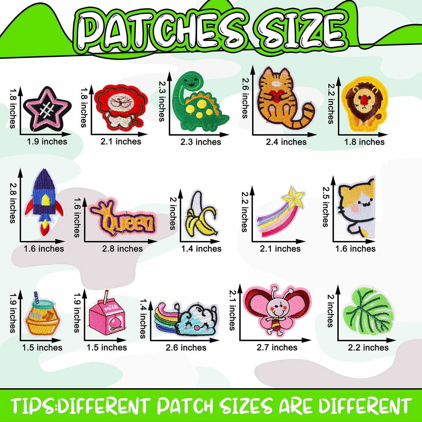 Iron on Patches for Clothing: 100Pcs Random Assorted Styles Funny Patch Repair Embroidered Appliques for Clothes Sew on/Iron on Jackets Backpacks Hat Dress Fabric for DIY Accessories