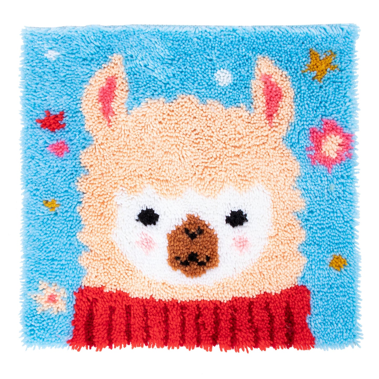 17" X 17" Alpaca Latch Hook Kits Rug Making Kits DIY Crochet Yarn Crafts for Kids or Adults with Printed Canvas Pattern Crochet Kit