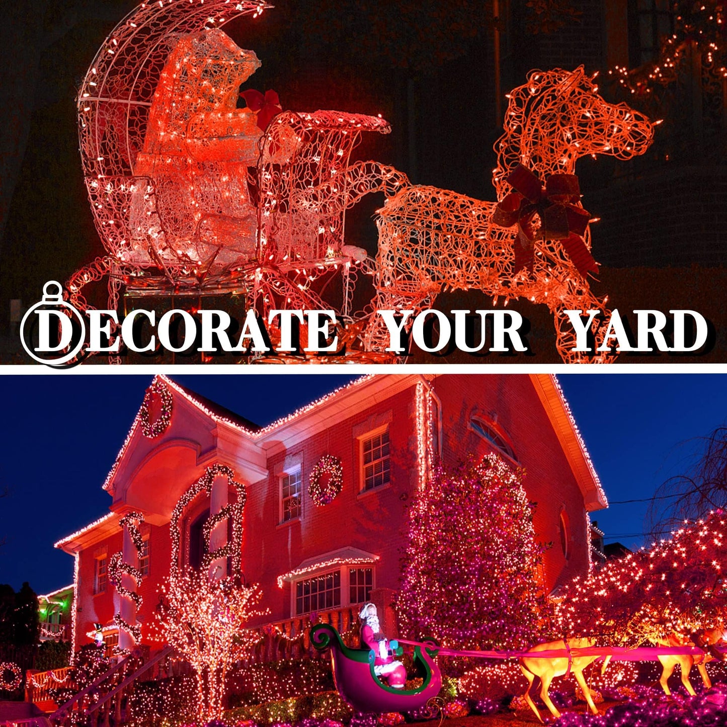 Joliyoou Orange Halloween String Lights, 50 LED Battery Operated 16 Ft Christmas Mini String Lights with 8 Lighting Modes, Indoor Outdoor Decorations Holiday Fairy String Lights with Timer