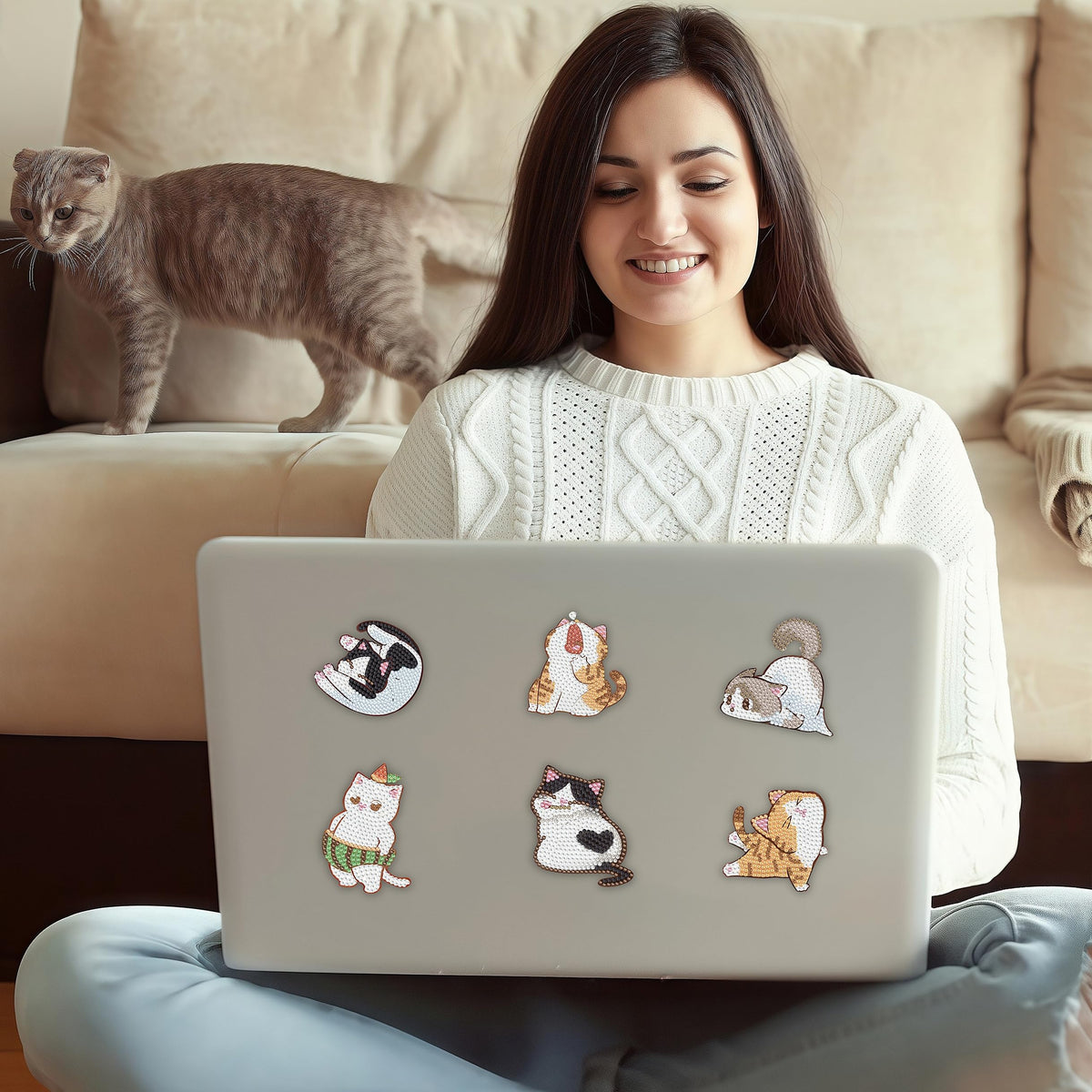 16 Pcs Cat Diamond Painting Magnets Kits Diamond Art Fridge Magnet Refrigerator Sticker Diamond Painting kit for Beginners Adults DIY Art Craft Gifts Home Decors
