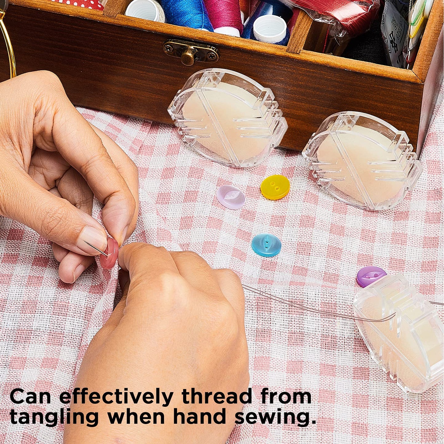 2 Pcs Thread Wax Thread Conditioner Beeswax for Hand Sewing Embroidery Beeswax Floss Conditioner for Quilting Sewing Strengthening Line Embroidery Wax (Colorless,Clear Case)
