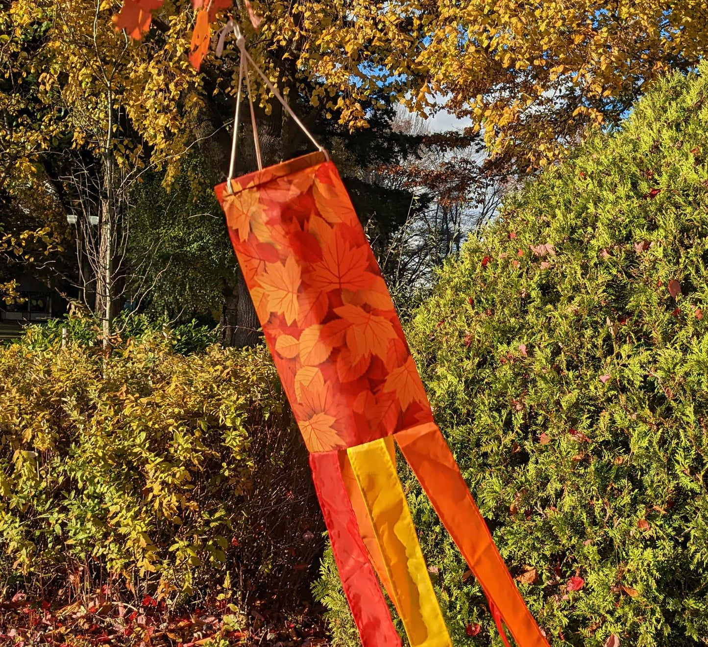 Fall Leaves Windsock | Durable Outdoor Hanging Wind Decoration | Patio, Porch, Yard | 48 Inch