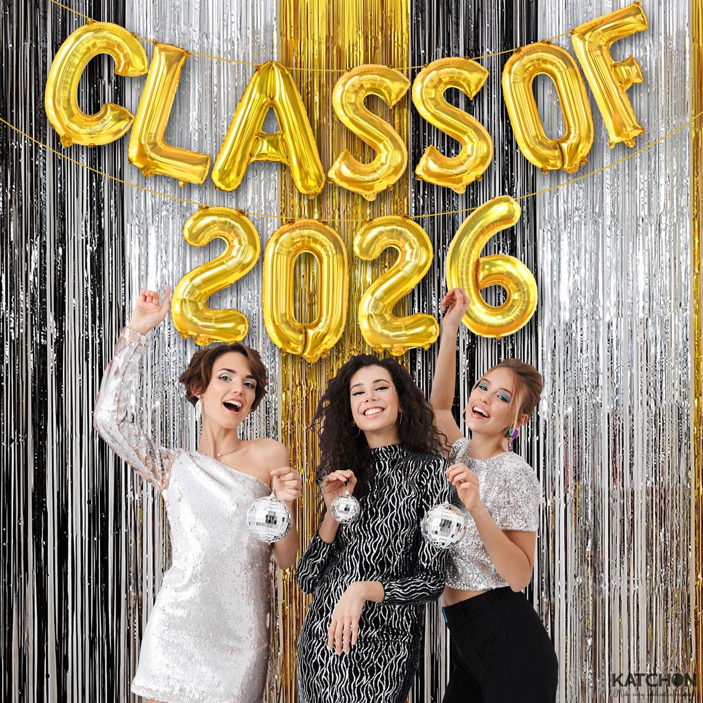 Gold Graduation Decorations 2026, 16 Inch Class of 2026 Balloons | Graduation Balloons Banners, Class of 2026 Banner for Class of 2026 Decorations, Graduation Party Decorations, KatchOn